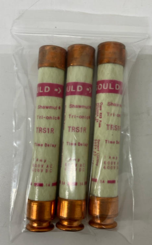 Gould Shawmut TRS1R 1-Amp Time Delay Fuses 600VAC/DC Lot of 3