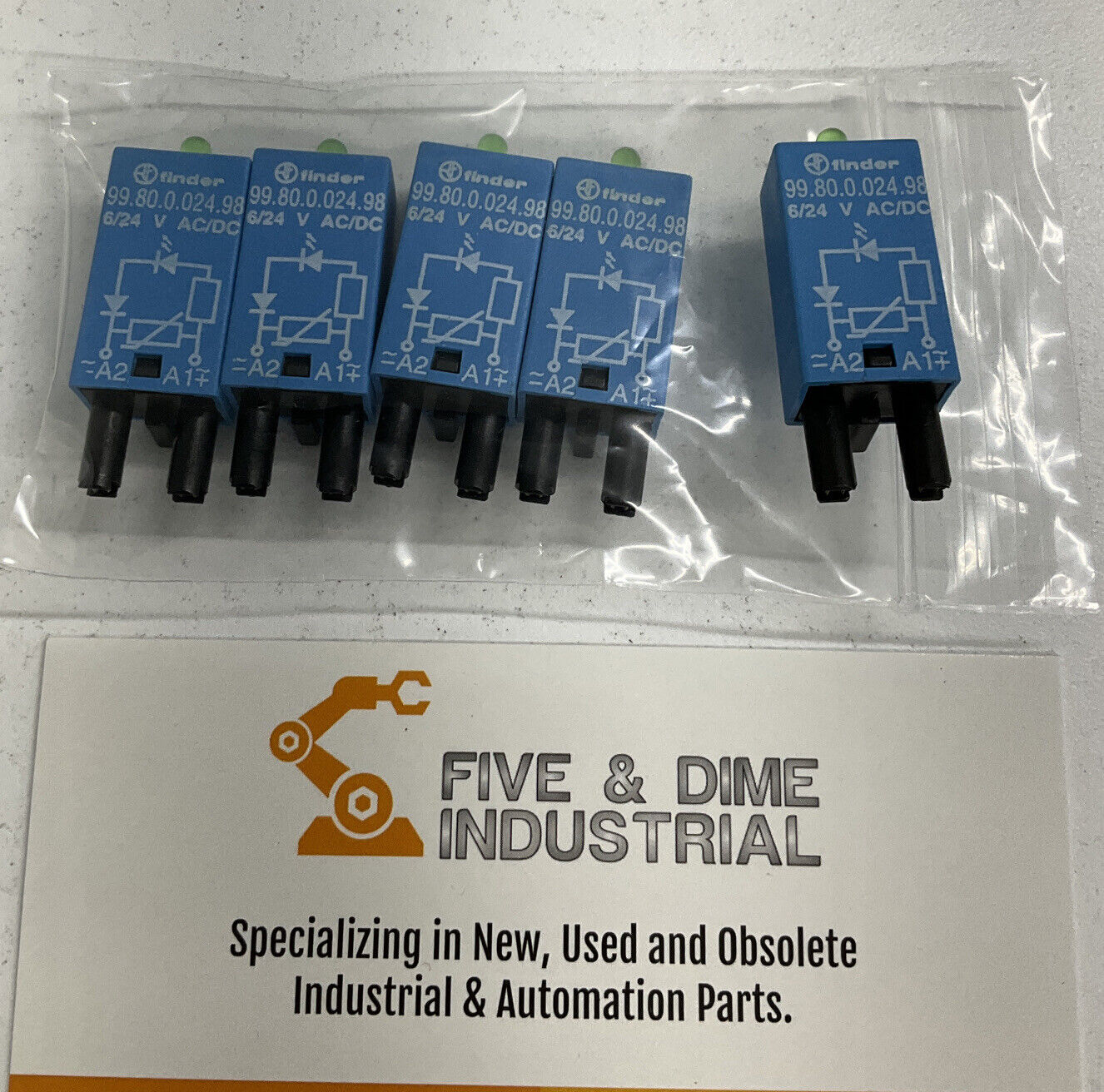 Finder 99.80.0.024.98   Diode  Relay  6/24 Volts AC/DC  Lot of 5 (YE161)