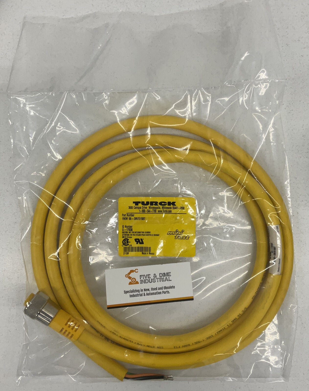 Turck RSM RKM 56-3M/S1587 Mini Fast Cable U-17036 (CBL139)