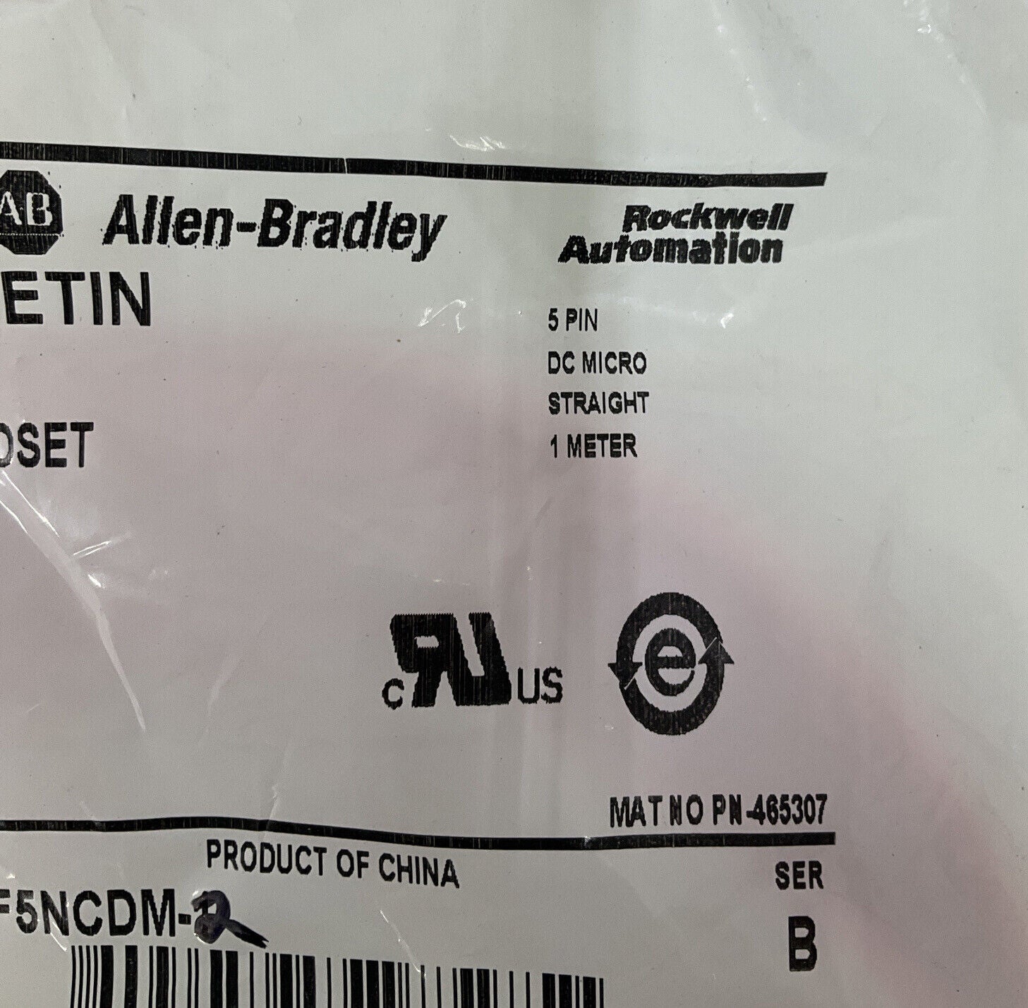Allen Bradley 889D-F5NCDM-2 NIB 5-Pin Straight DC Micro Cable  2 Meter (RE204) - 0