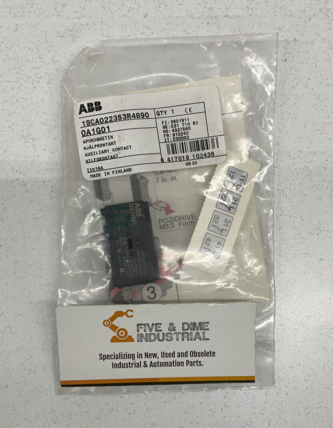 ABB 0A1G01 New Auxiliary Contact NC 10A 600V (RE110)