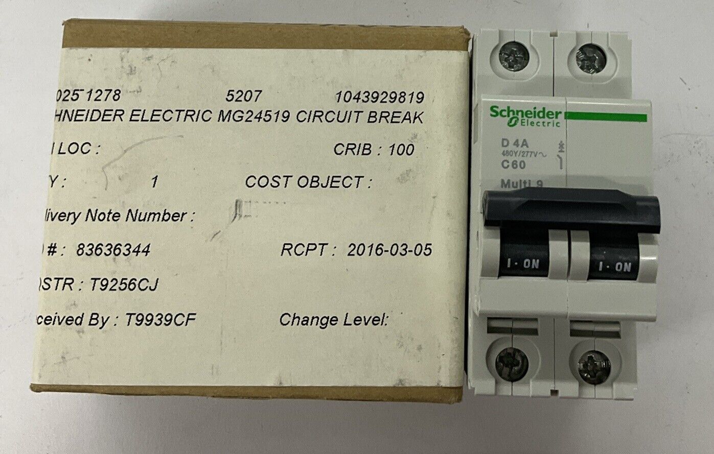 Schneider Square D MG24519 4-Amp, 2-Pole 277/480 Circuit Breaker (RE229)