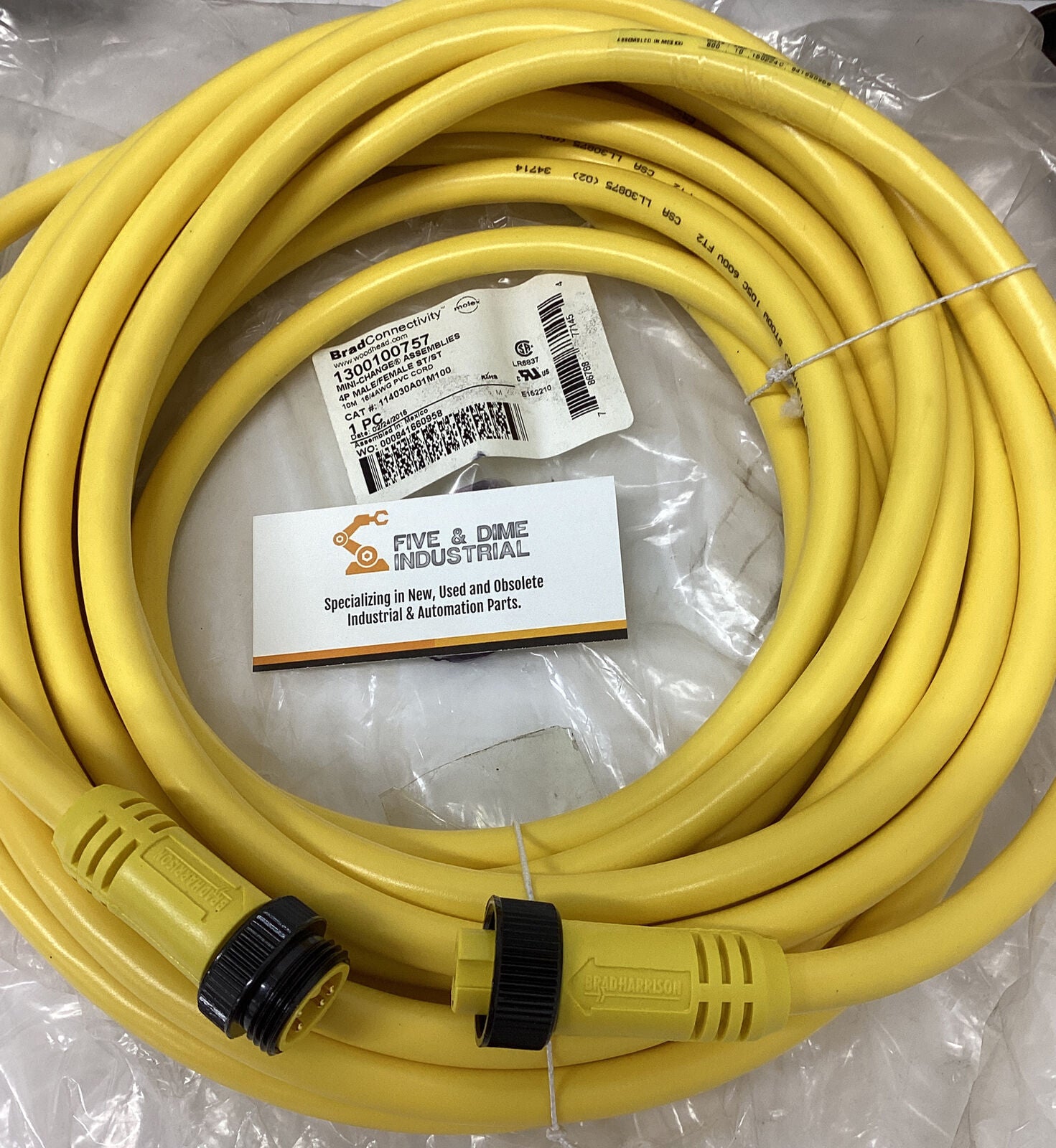 Brad Woodhead 1300100757/114030A01M100 4P M/F 10M Cable Cordset (BK121)
