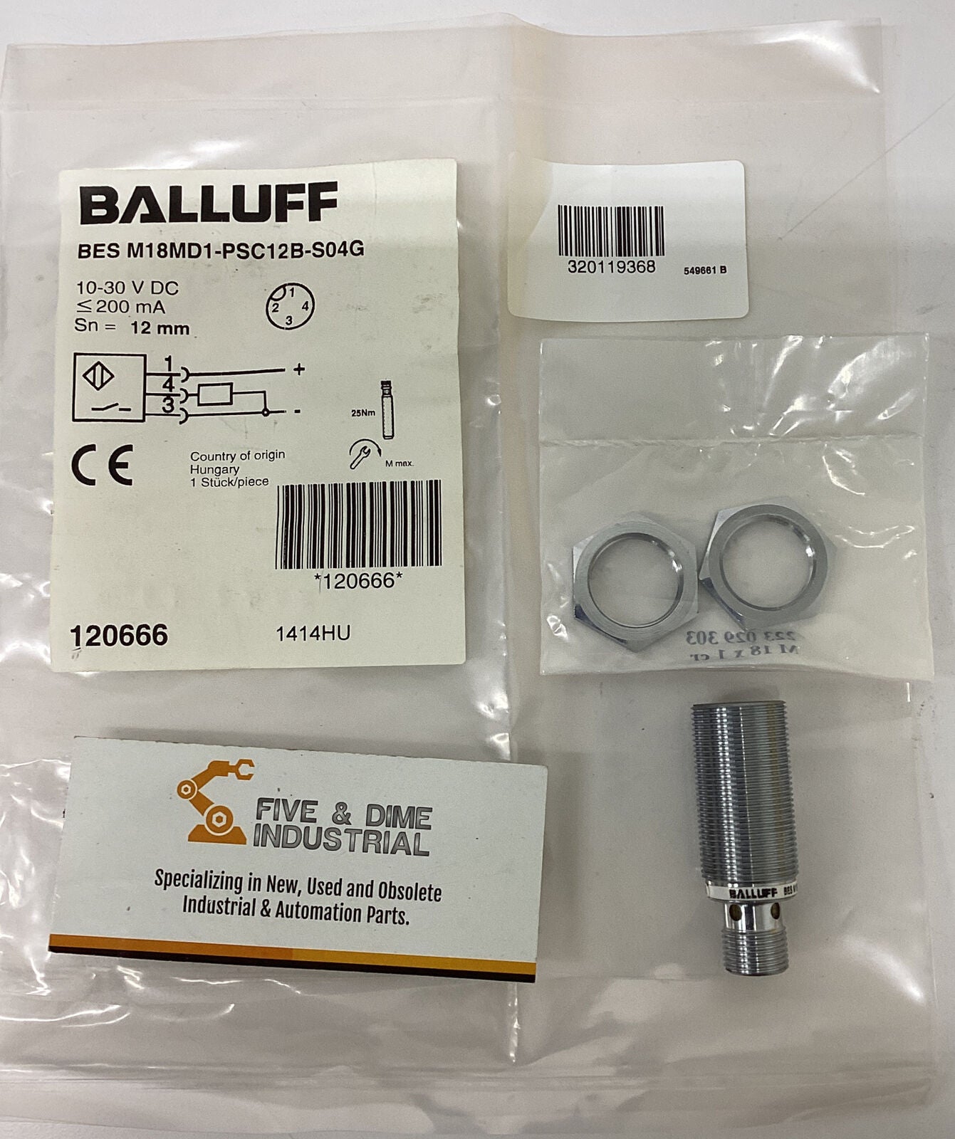 Balluff BES-M18MD1-PSC12B-S04G  N.O. Inductive Sensor (YE247)