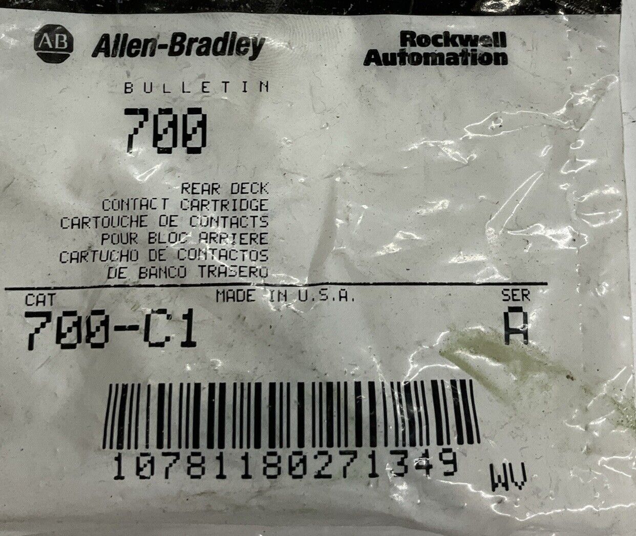 Allen Bradley 700-C1 Ser. A  Rear Deck Contact Cartridge (RE162)