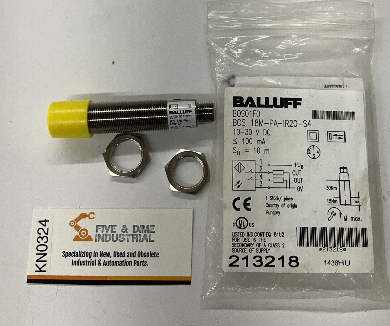Balluff B0S01F0 / BOS 18M-PA-IR20-S4 Retroreflective Sensor (CL112)