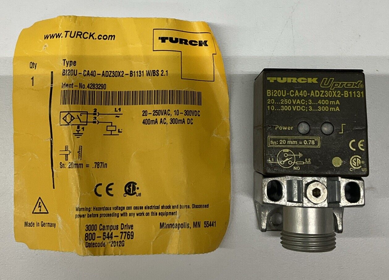 Turck Bi20U-CA40-ADZ30X2-B1131 Proximity Sensor SN:20mm (RE250)