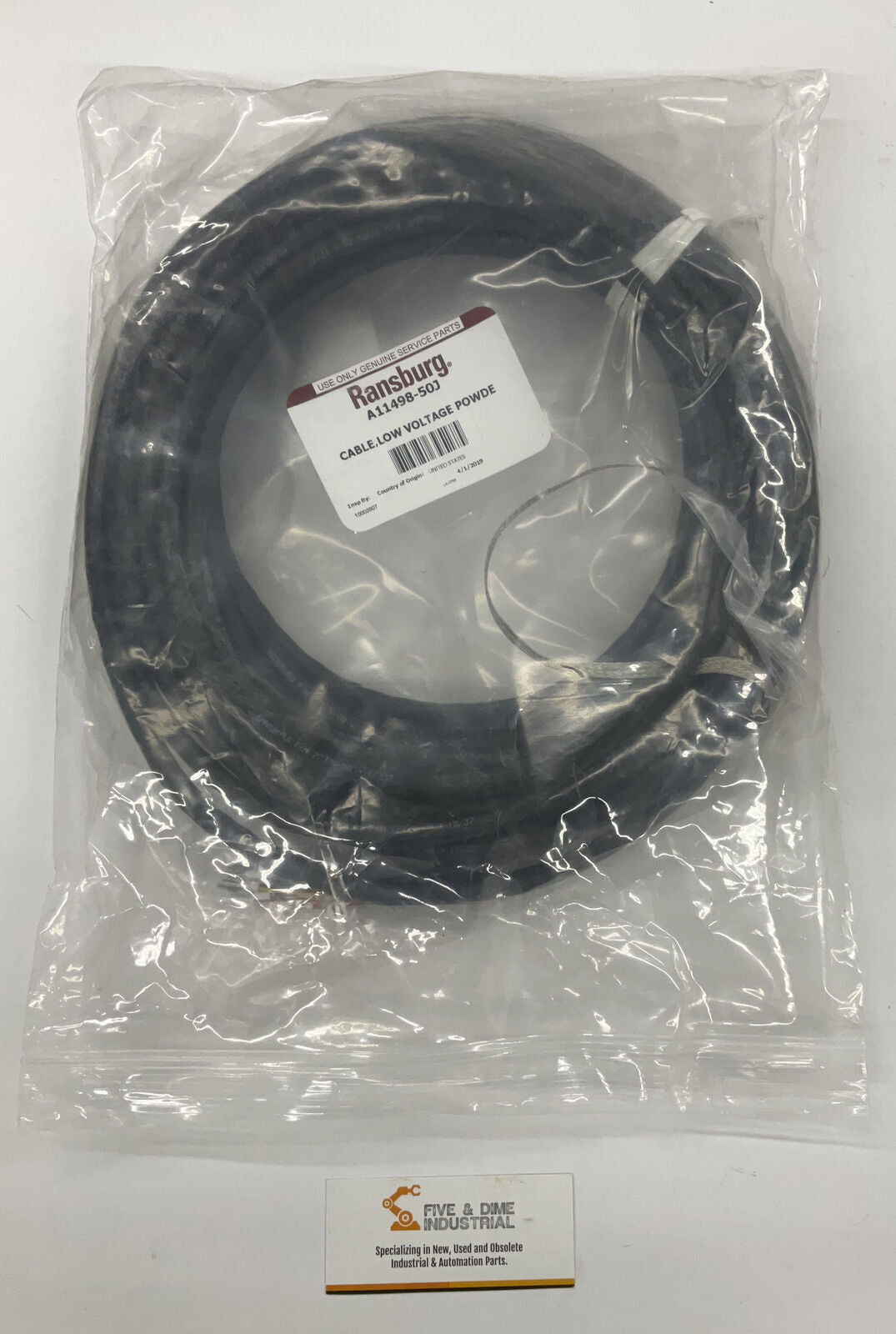 Ransburg A11498-50J Genuine Low Voltage Power Cable New (CBL141)