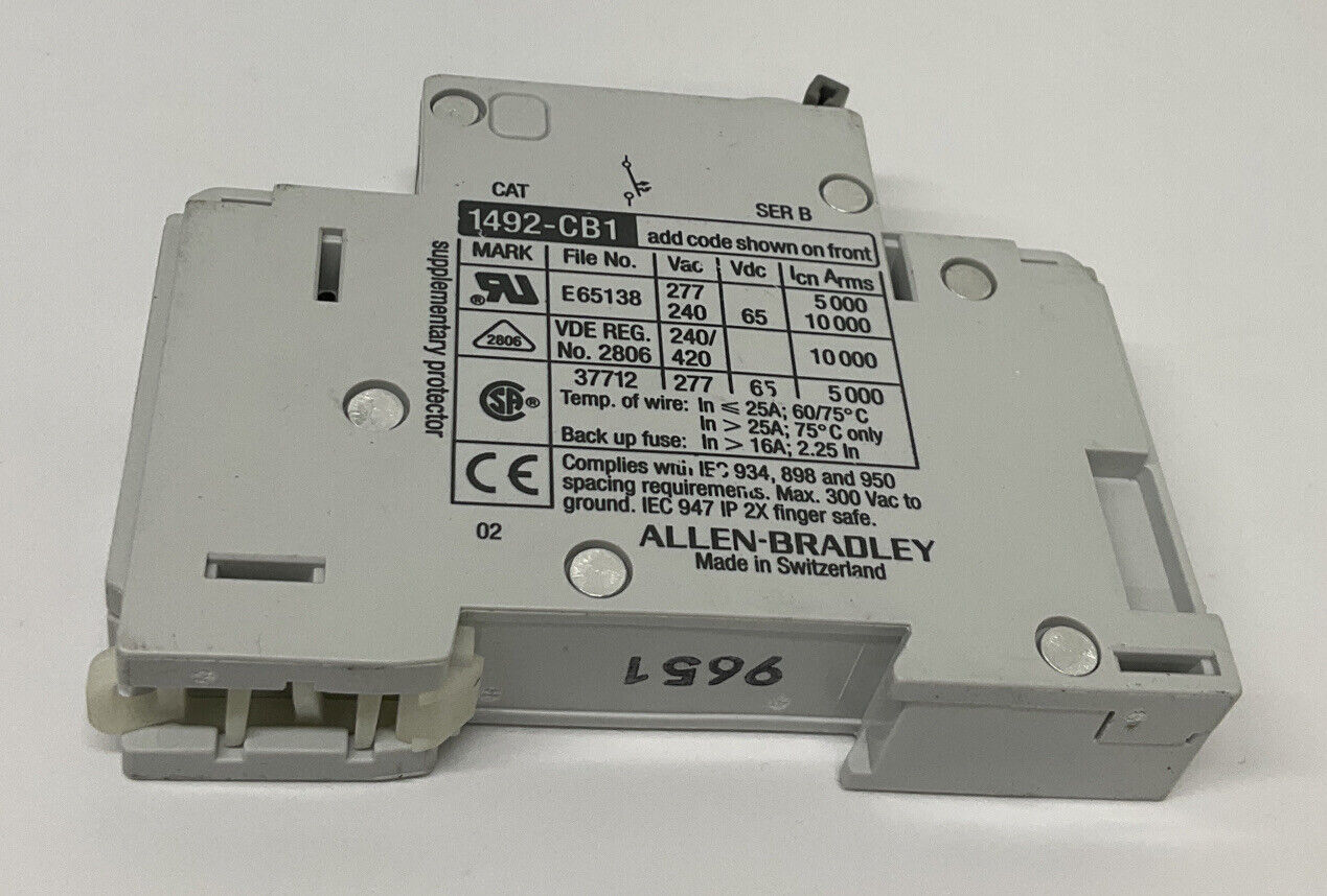 Allen Bradley 1492-CB1G100 New Ser. B DIN Mount Circuit Breaker 10 Amp (RE211)