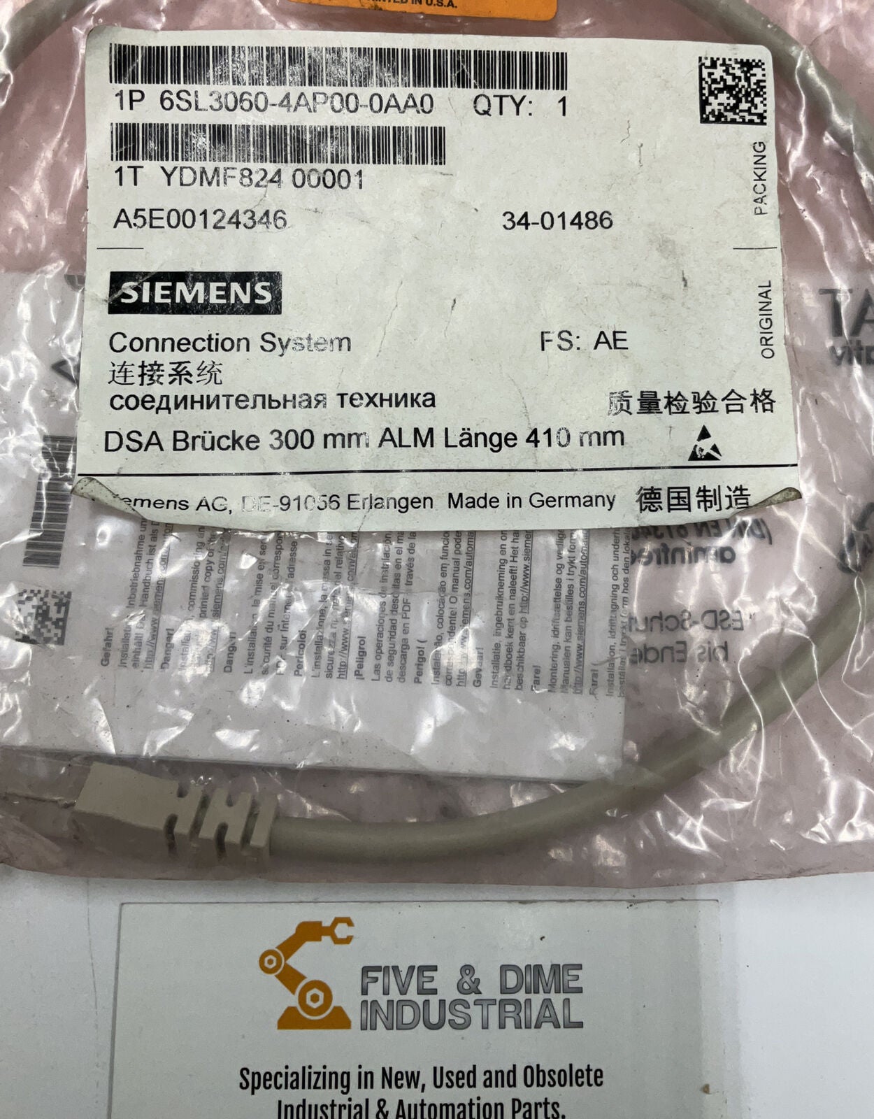 Siemens New 6SL3060-4AP00-0AA0 .40 Meter Cable (CL163)