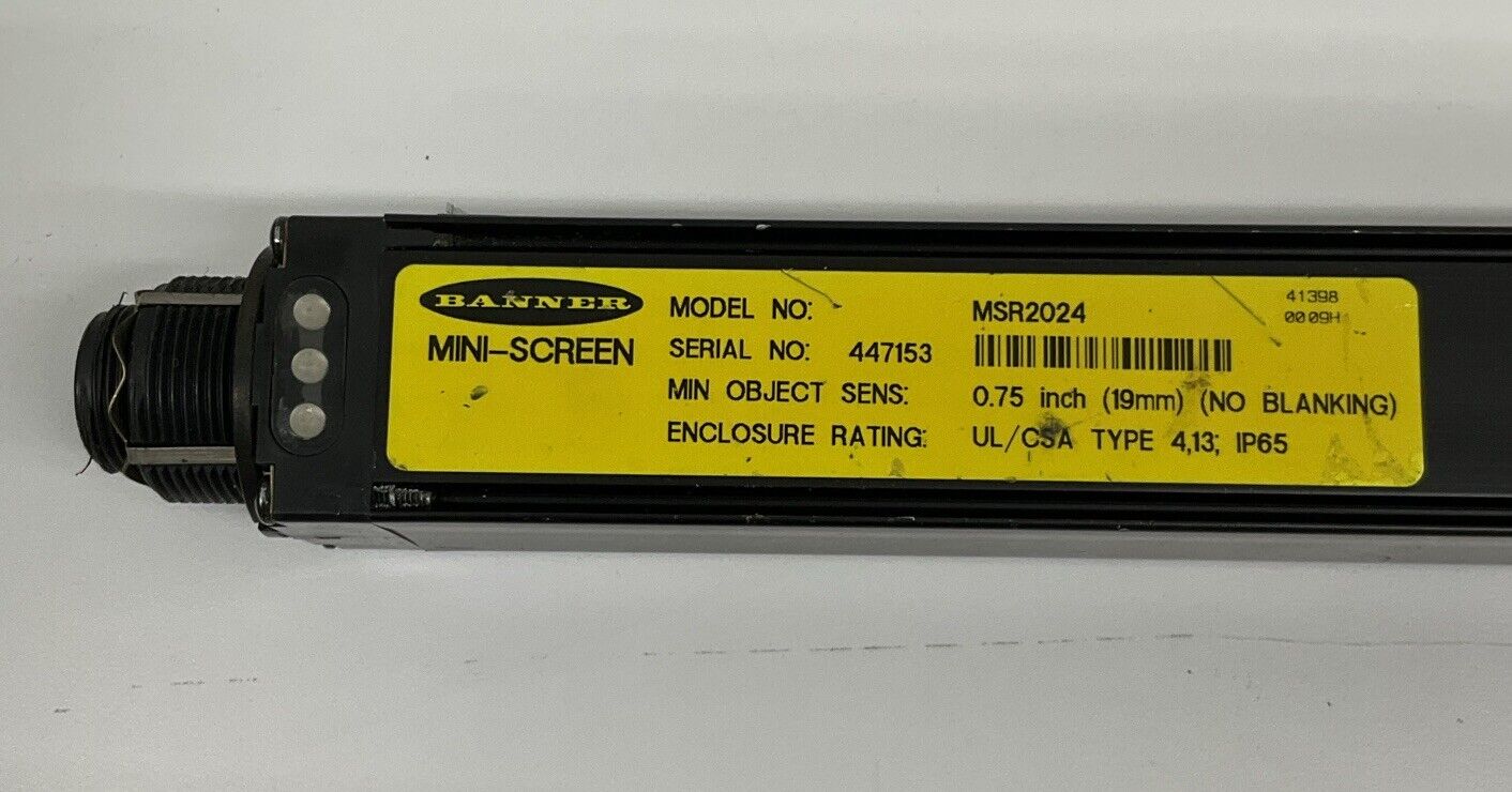 Banner MSR2024 Mini-Screen Reciever Safety Light Curtain (OV123)