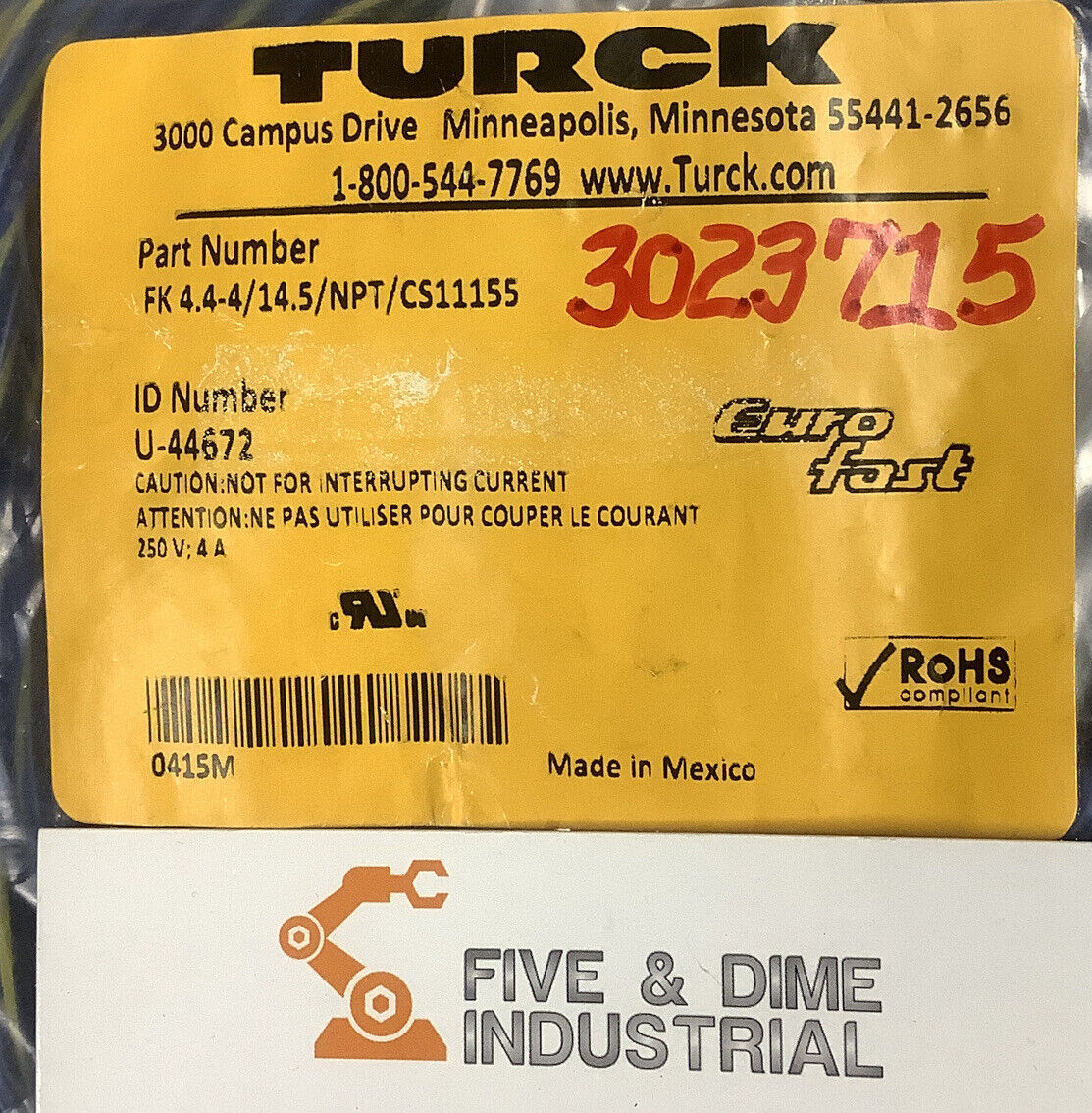 Turck FS 4.4-4/14.5/NPT/CS11155 Automation Connector (YE131) - 0