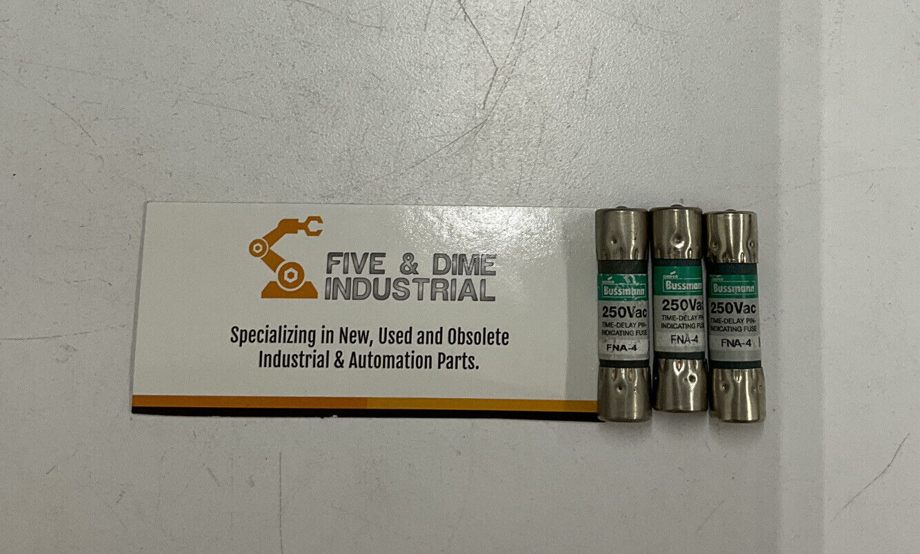 Bussmann FNA-4 Lot of 3 Time-Delay Indicating Fuses 250VAC (YE130)