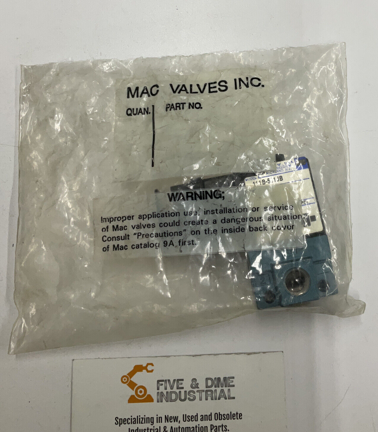 Mac Valves 111B-501JB New 24VDC Solenoid Valve (YE168)