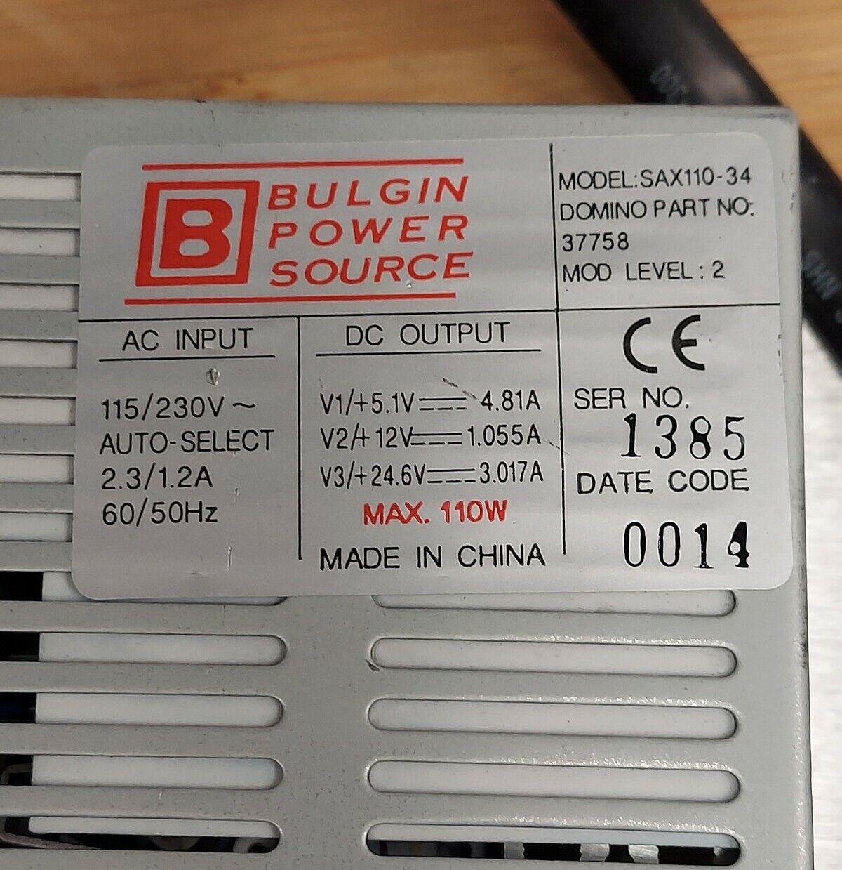 BULGIN SAX110-34 Power Supply 115-230V Domino 37758 (RE214) - 0