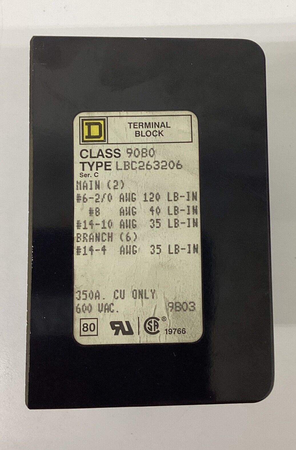 Square D 9080-LBC263106 Power Distribution Box (CL105) - 0