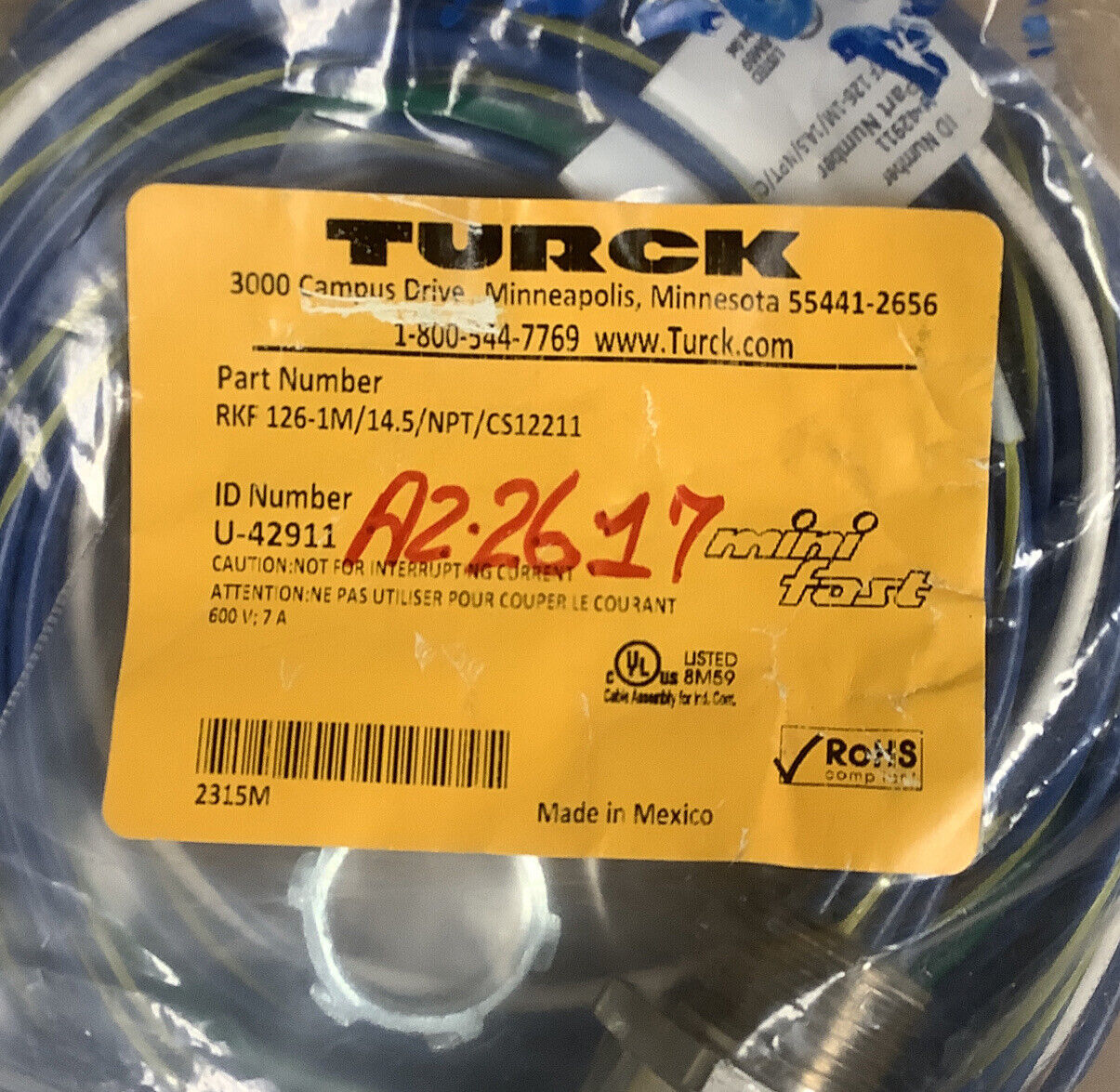 Turck RKF 126-1M/14.5/NPT/CS12211 (YE135) - 0
