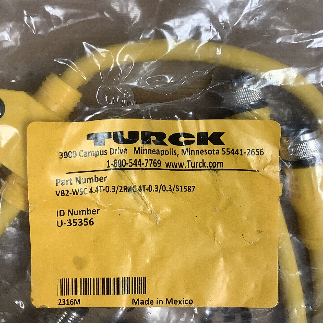 Turck VB2-WSC 4.4T-0.3 2RKC 4T-0.3/0.3/S1587 U-35356 Y Cable (YE134) - 0