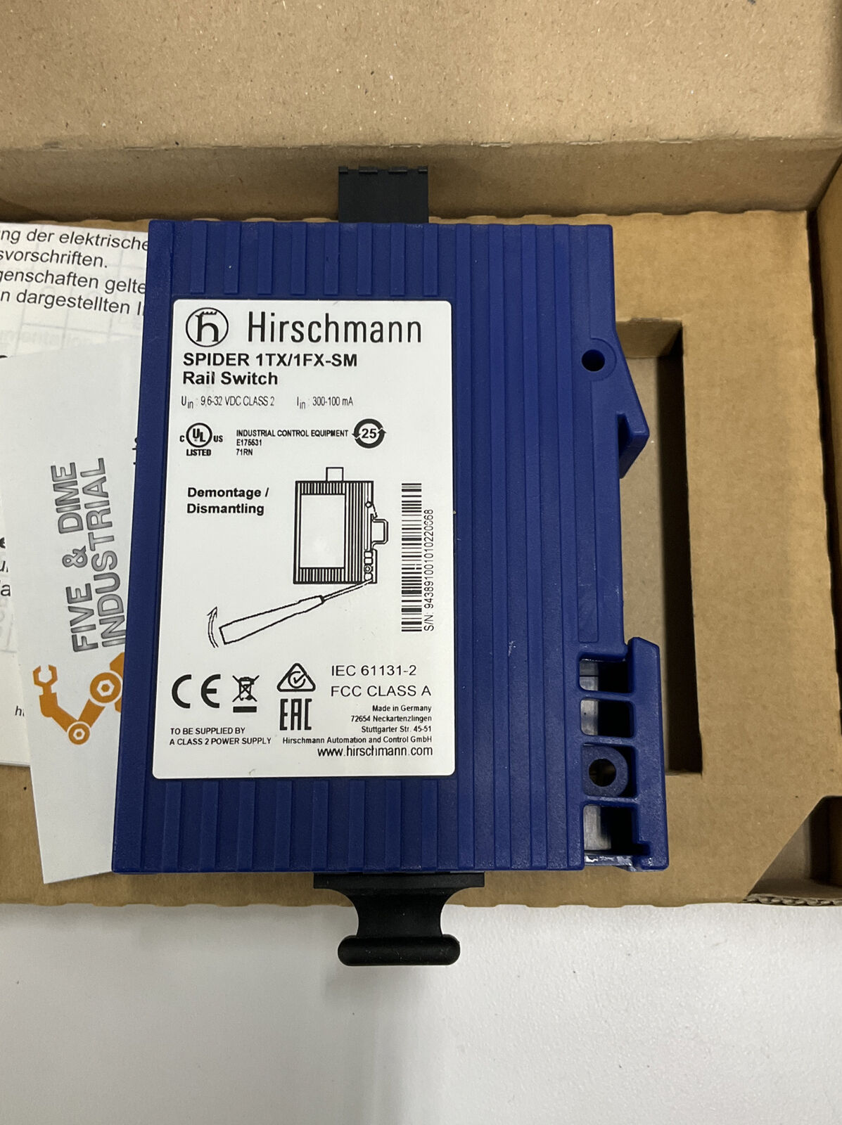 Hirschmann Spider 1TX/1FX-SM / 943-891-001 Ethernet Media Converter (CB103)