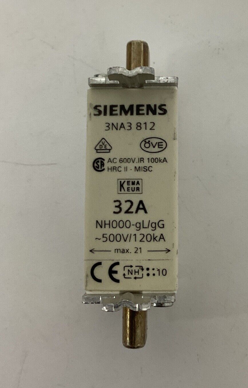 Siemens 3NA3-812  32A NH000-gL/gG  500V Fuse (RE152)