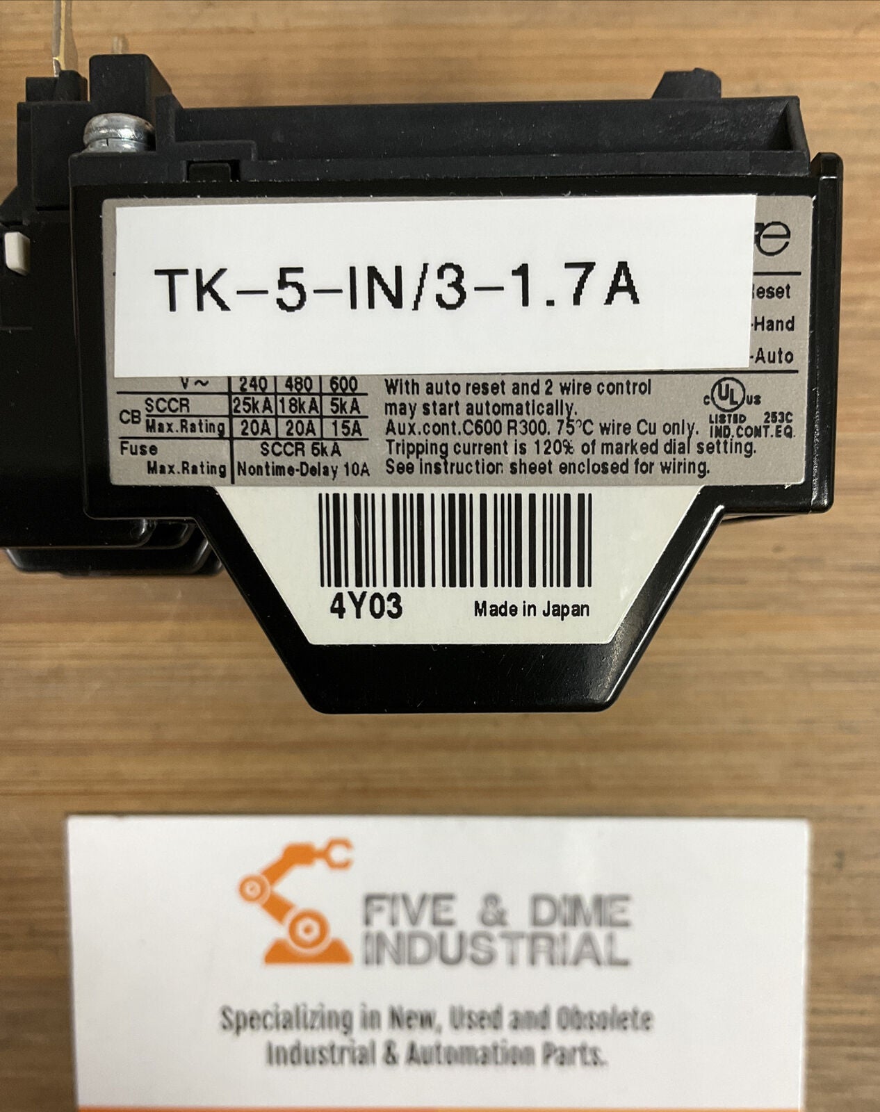 Fuji Electric TK-5-1N/3-1.7 A New Thermal Overload Relay (GR107) - 0