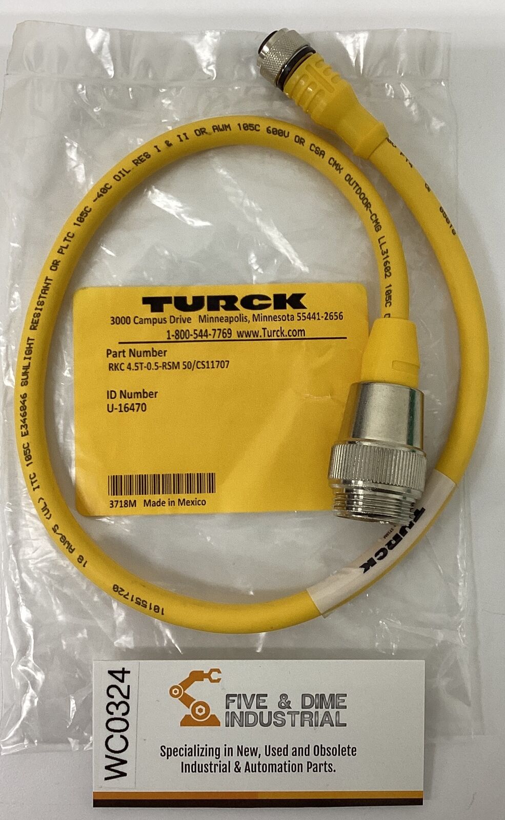 Turck RKC4.5T-0.5-RSM50/CS11707 / U-16470 Hybrid Cable (GR165)
