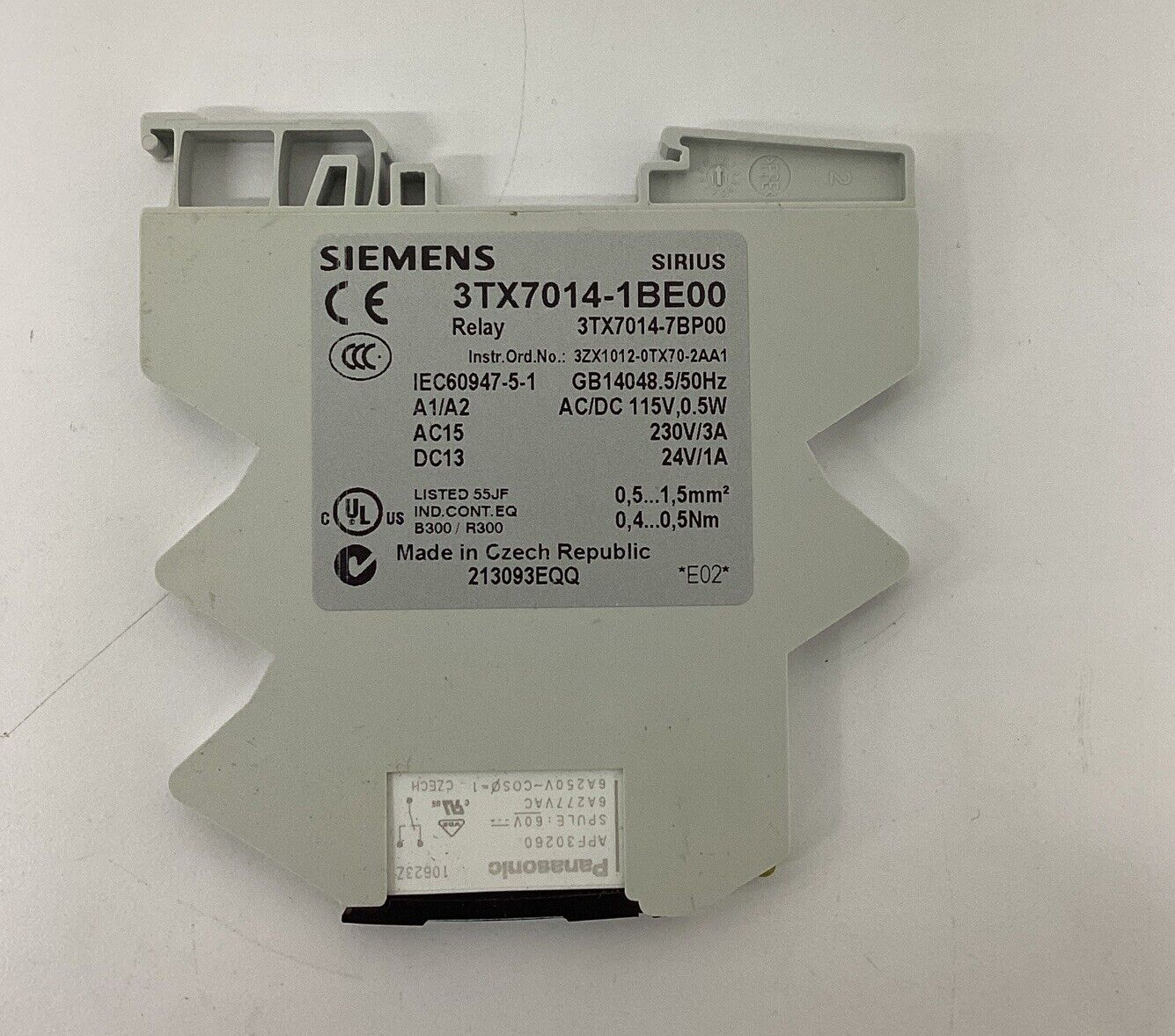 Siemens 3TX7014-1BE00 DIN Mount Relay 115 Volts AC/DC (BL297)