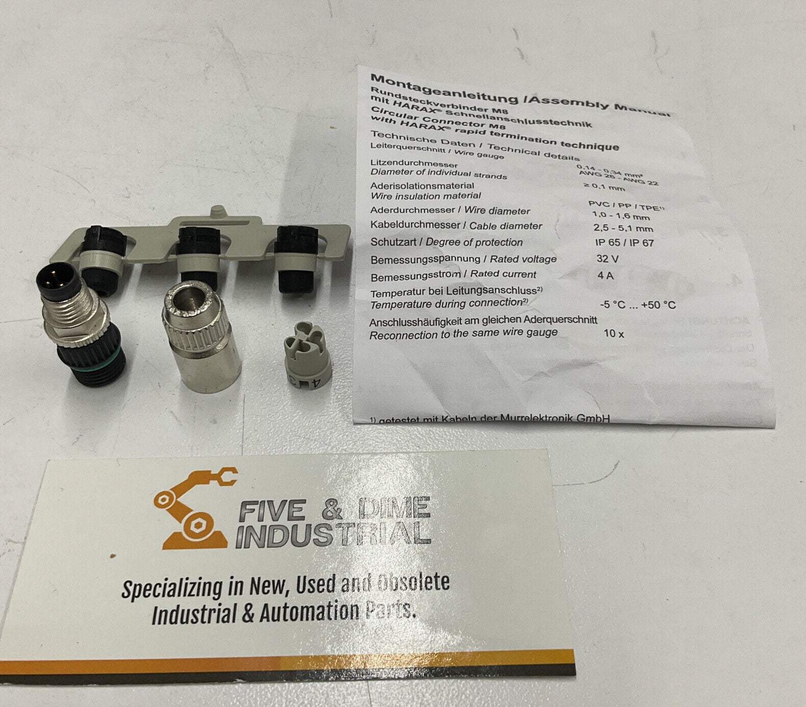 Harting 21021511305 New HARAX M8-S MALE 3-Pole Field Connector (RE133)