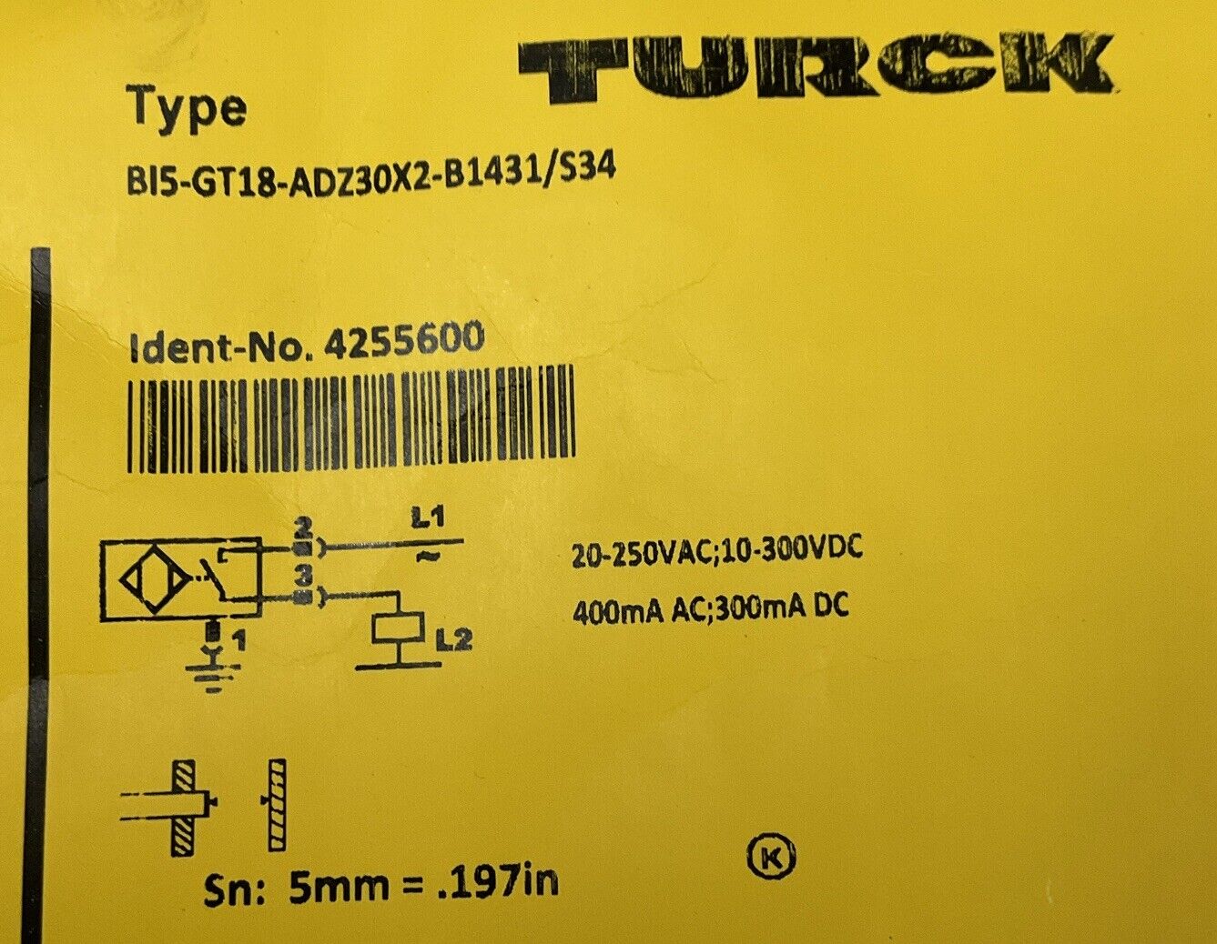 Turck BI5-gt18-adz30X2-B1431/S34  4255600 Sensor sn 5mm (CL159)