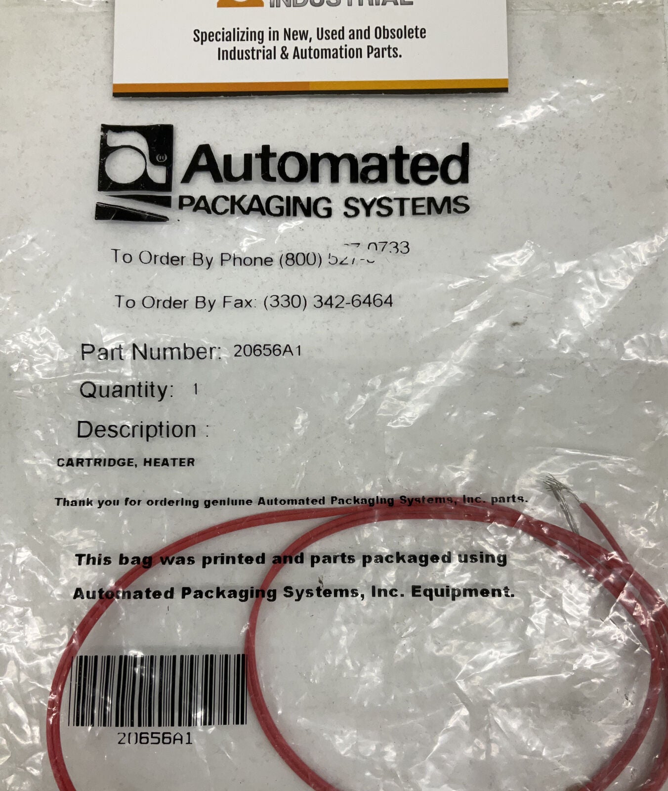Automated Packaging System 20656A1 Heater Cartridge  (YE153)