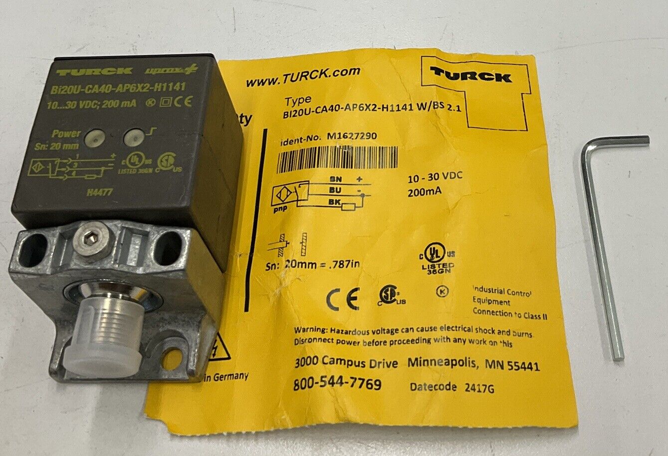 Turck Bi2OU-CA40-AP6X2-H1141 W/BS 2.1 M1627290 Sensor SN 20MM (BL112) - 0