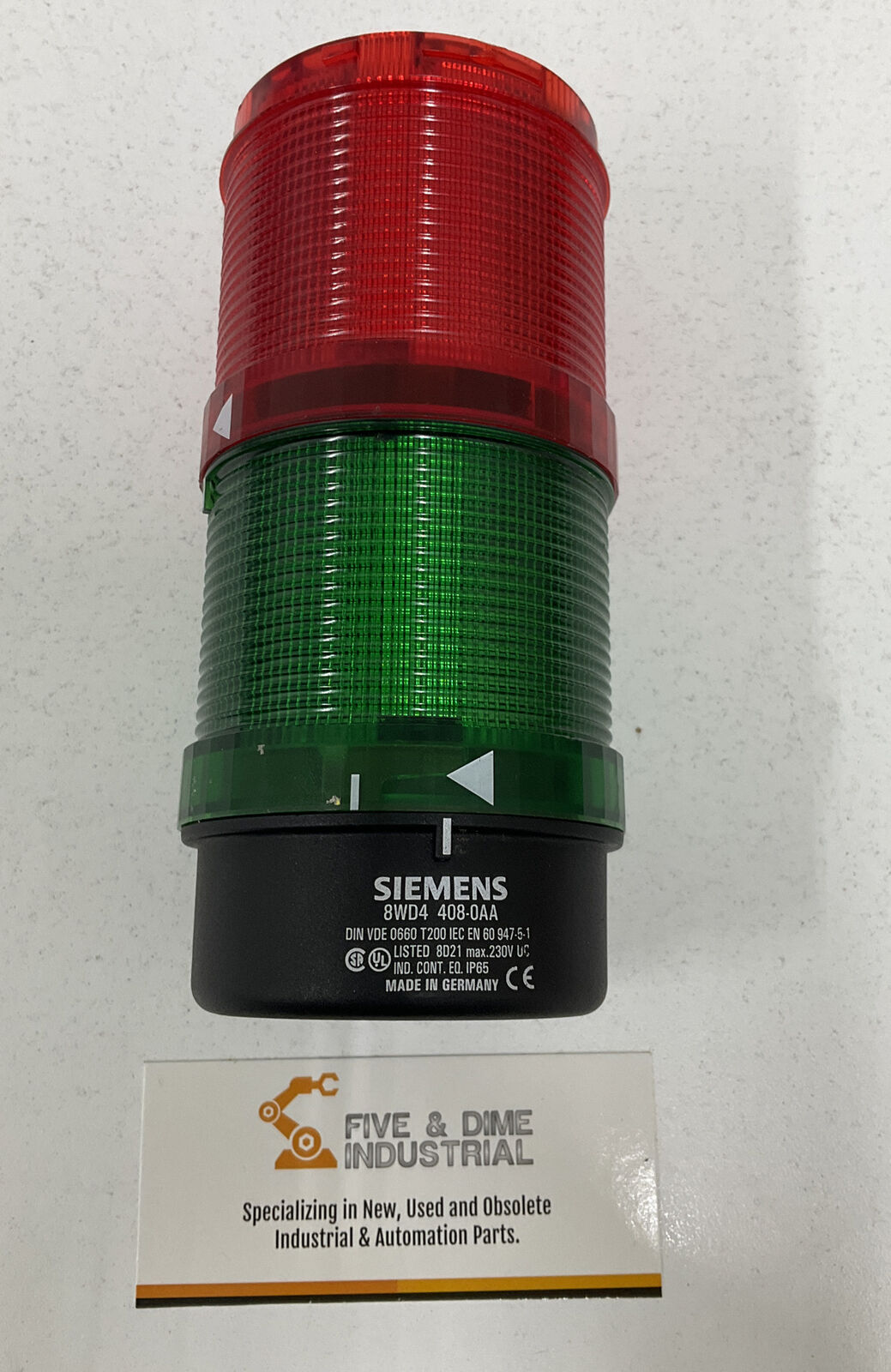 Siemens 8WD4 408-0AA Safety Stack Light Base w/ Red & Green Lenses (CL197)