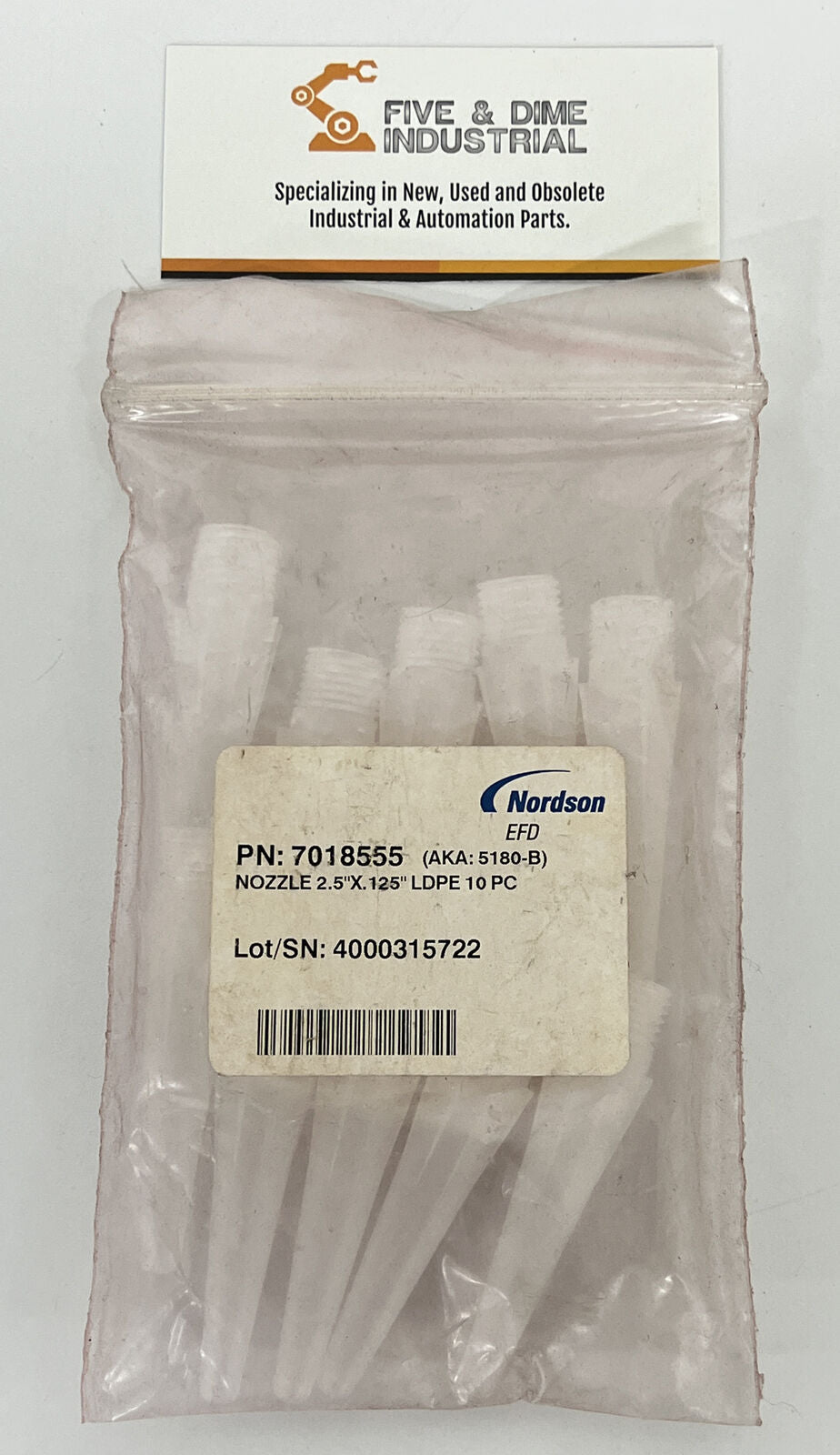 Nordson  7018555 / 5180B Pack of (10) Applicator Nozzle  2.5"X.125" (YE142)