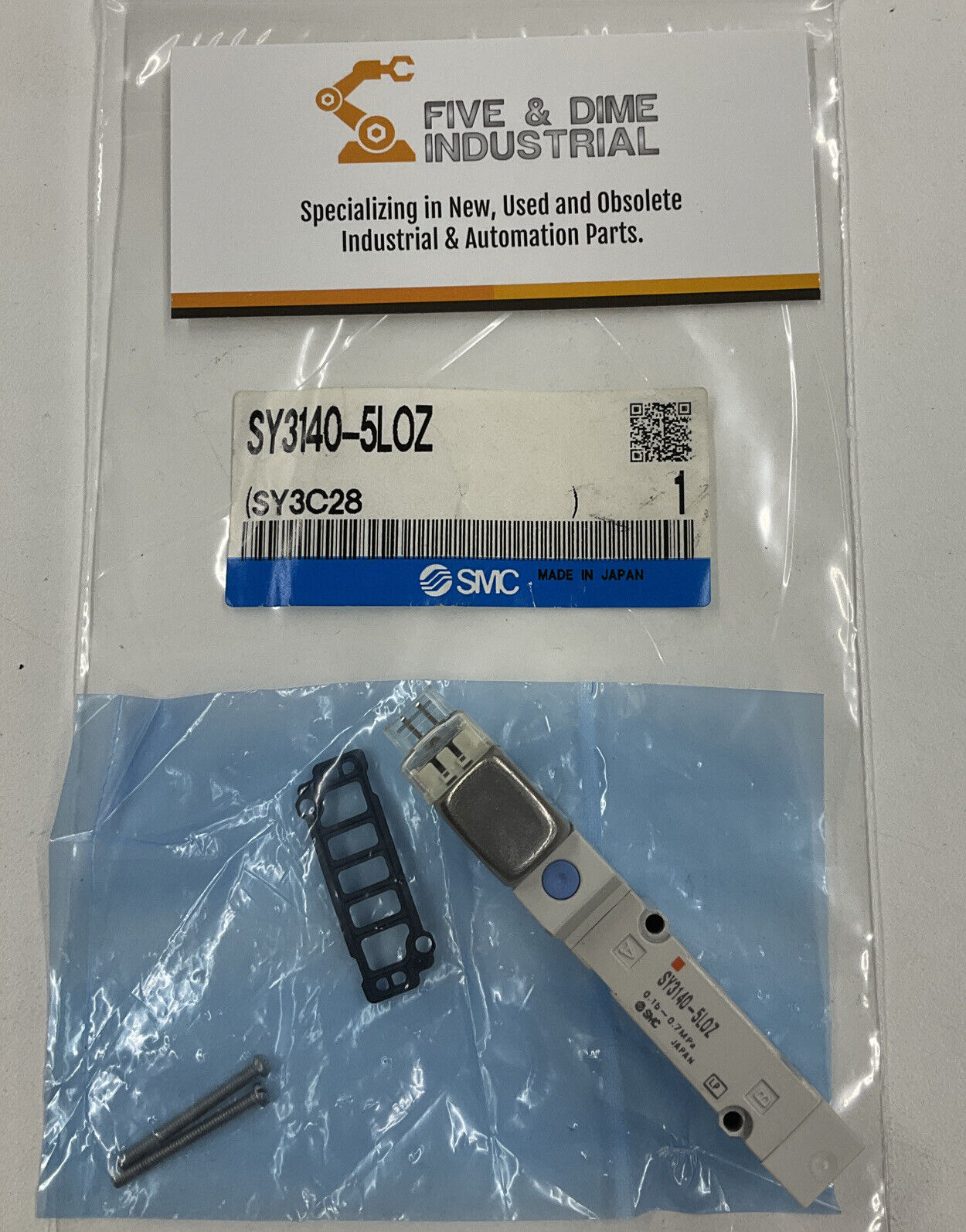SMC New SY3140-5L0Z 24 VDC Pneumatic Solenoid Valve w/ Gasket & Hardware (CL166)