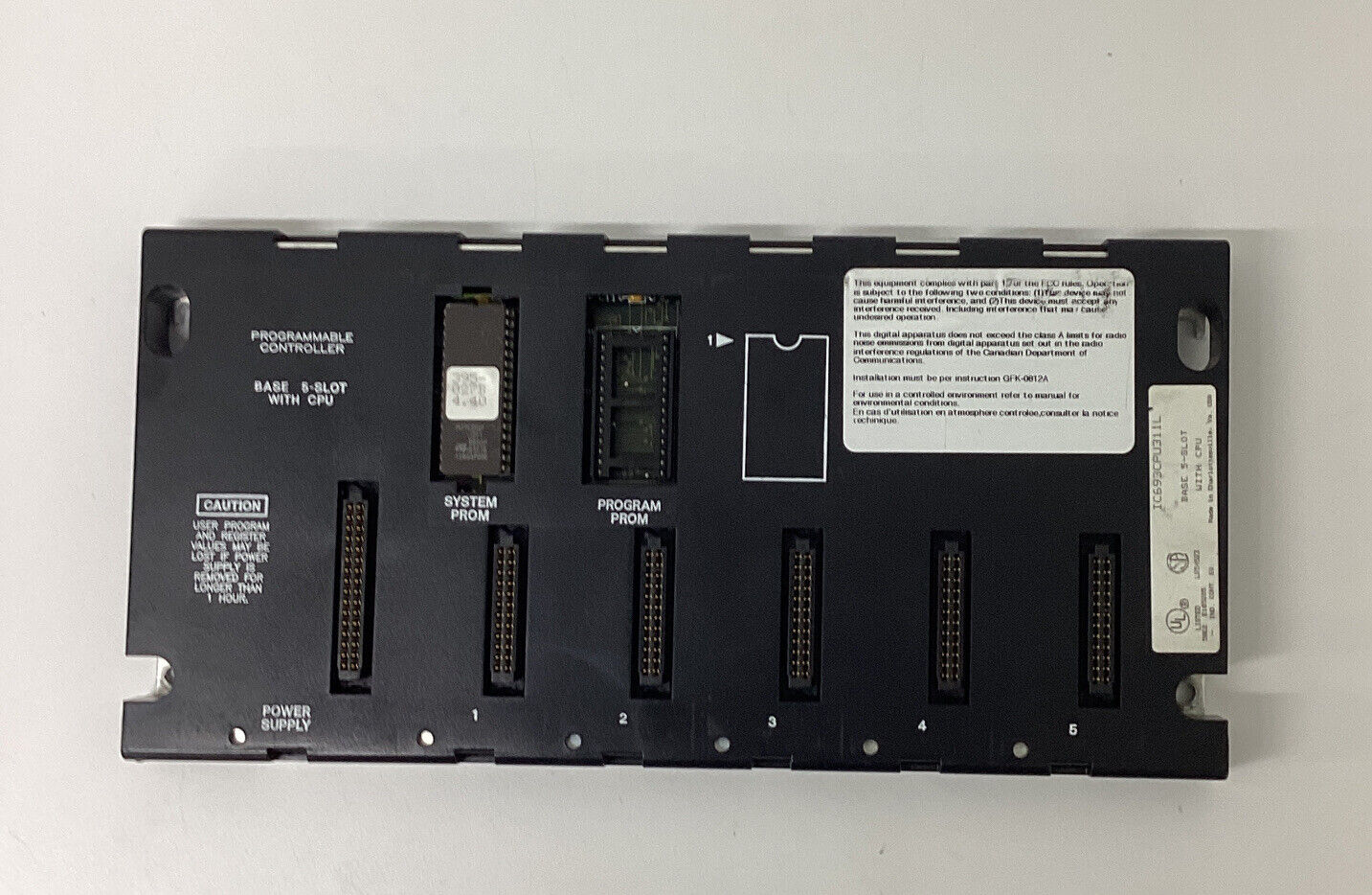 Fanuc GE  IC693CPU311L  5-Slot Programmable Controller Base (YE240)