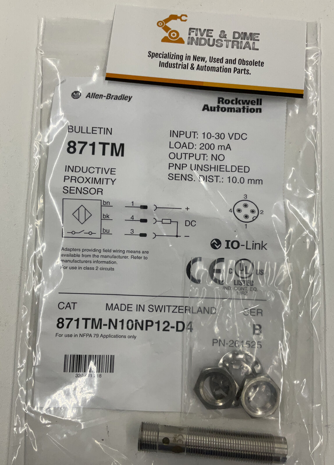 Allen Bradley 871TM-N10NP12-D4 Inductive Proximity Switch / Sensor (CL257)