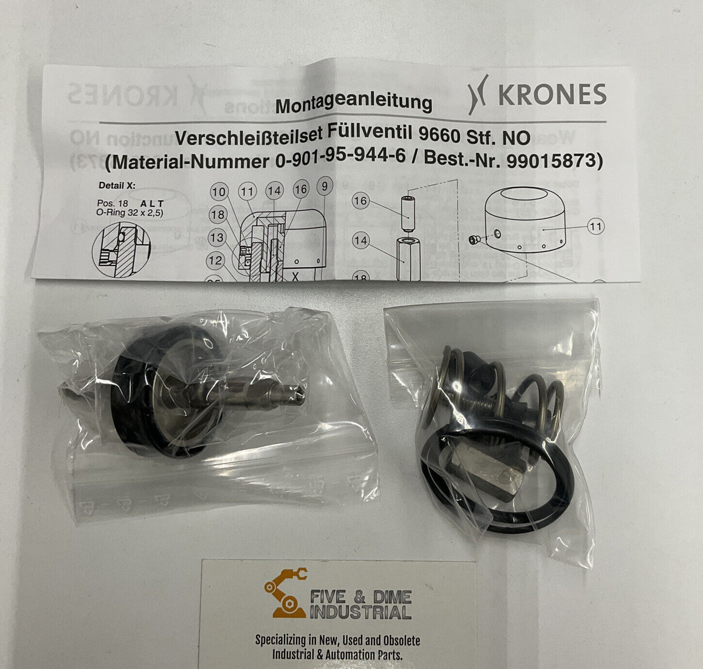 Krones / Gemu 99015873 Filling Valve Repair Kit (GR166)