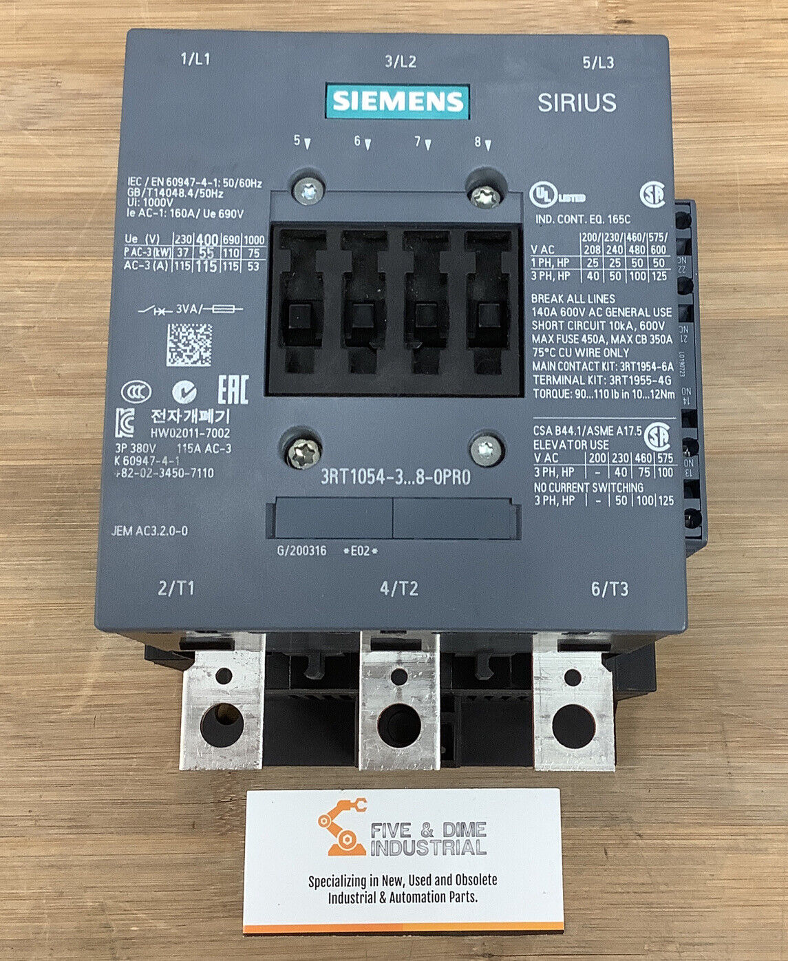 Siemens Contactor  3RT1054-3AR38-0PR0 3-Phase (GR190)