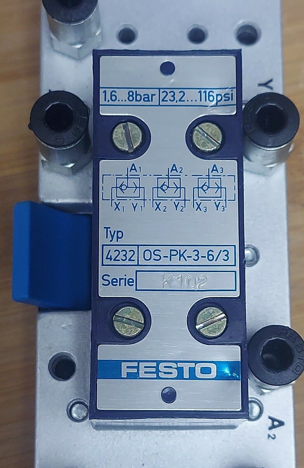Festo 4232 0S-PK-3-6/3 Valve with Base 152882 D.S-PPV-0S-6/3 (BL122)