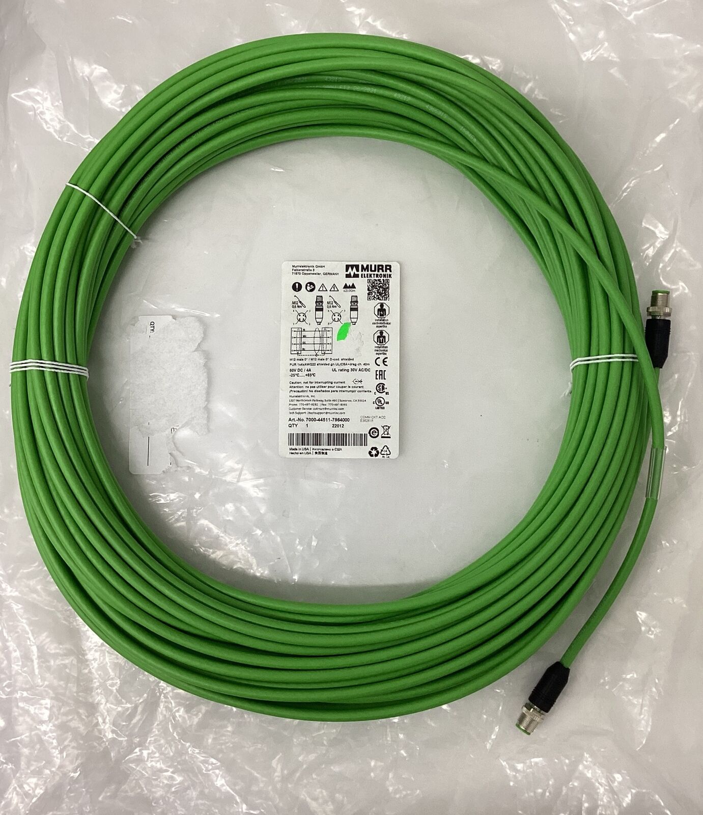 Murr 7000-44511-7964000 M12 4-Pole Shielded Male/Female Cable 40M (CBL159)