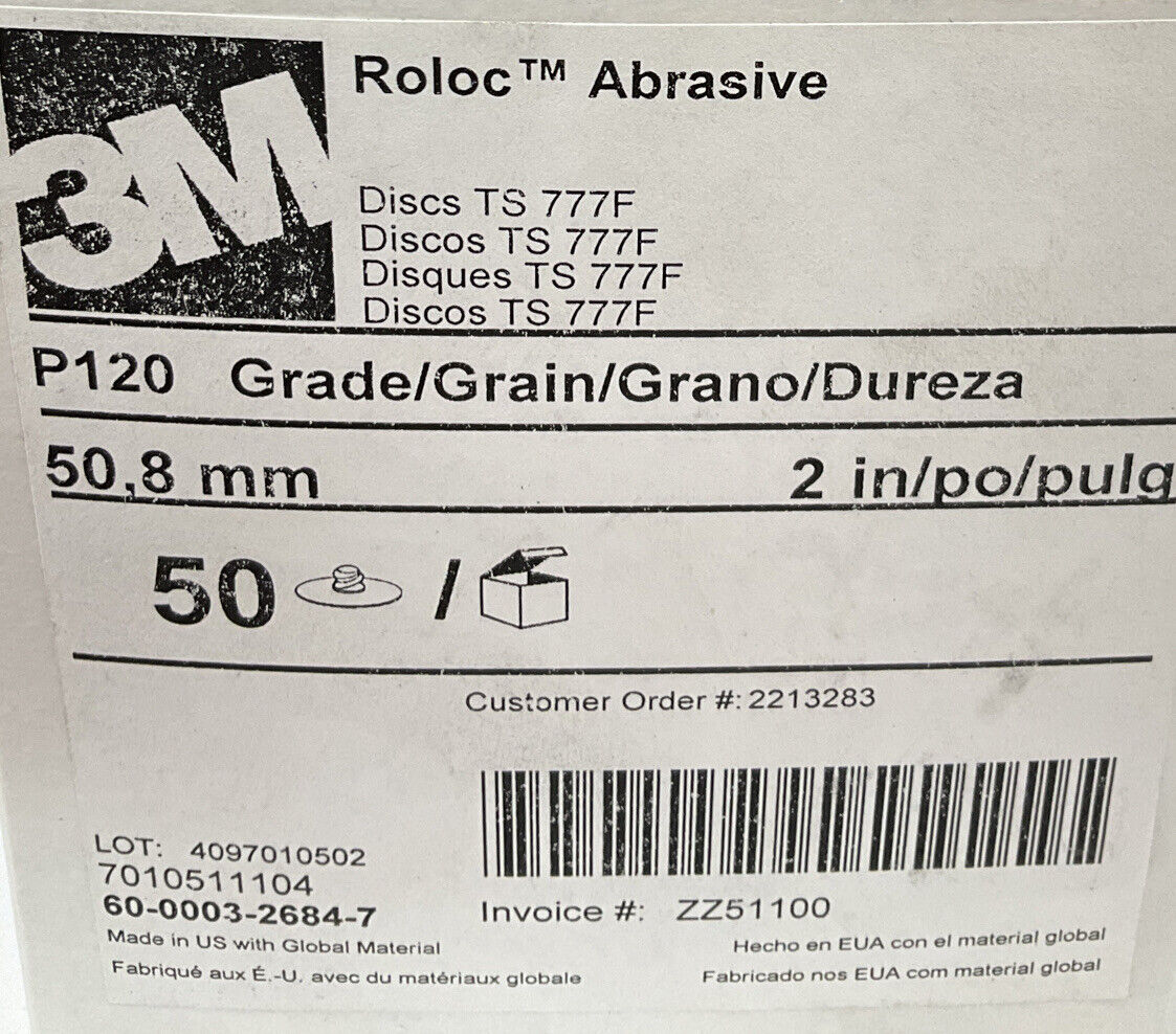 3M / 7010511104 2"P120 Box of (50)  Grit Ceramic Sanding Disc (CL274)