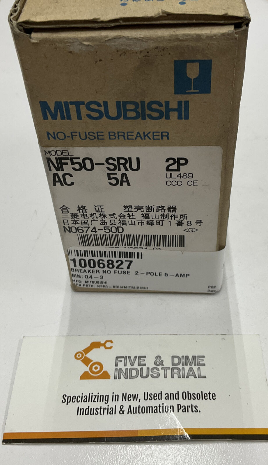 Mitsubishi NF50-SRU-2P-5A New Circuit Breaker Protector 5A  (RE130)
