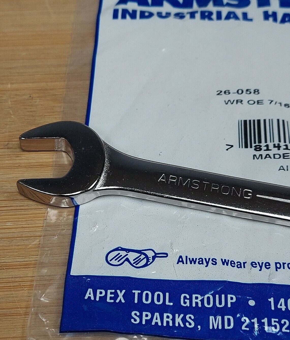 Armstrong 7/16 X 1/2” New  Open Combination Wrench 26-058 (BL117) - 0