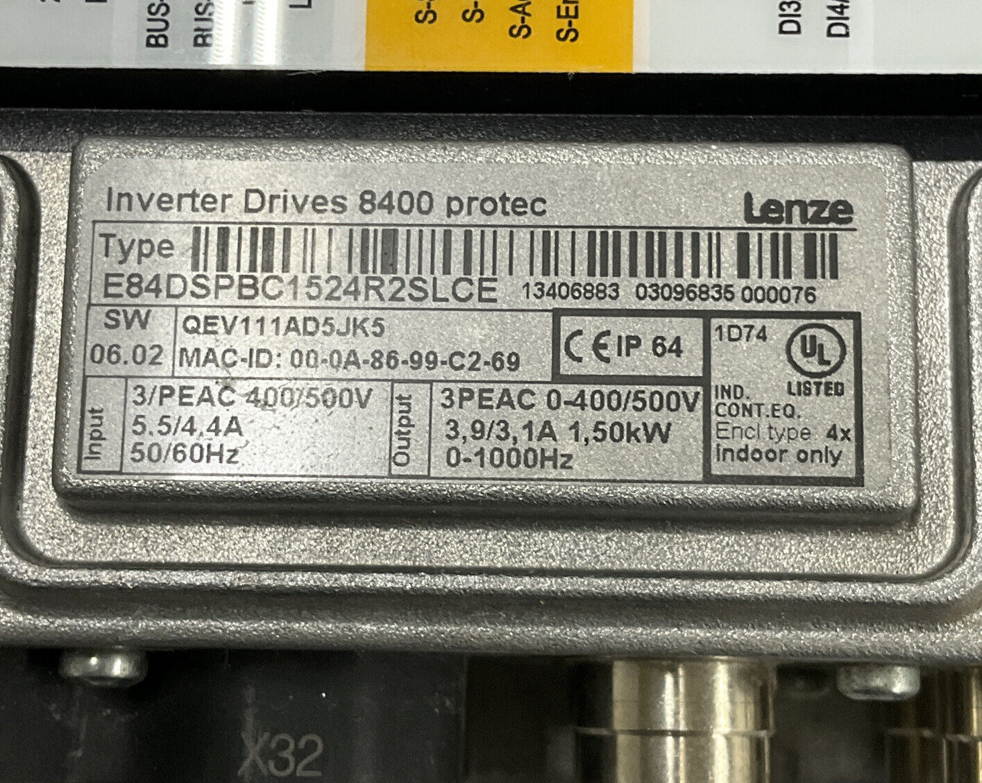 Lenze E84DSPBC1524R2SLCE 8400 Protec Inverter Drive (OV123) - 0