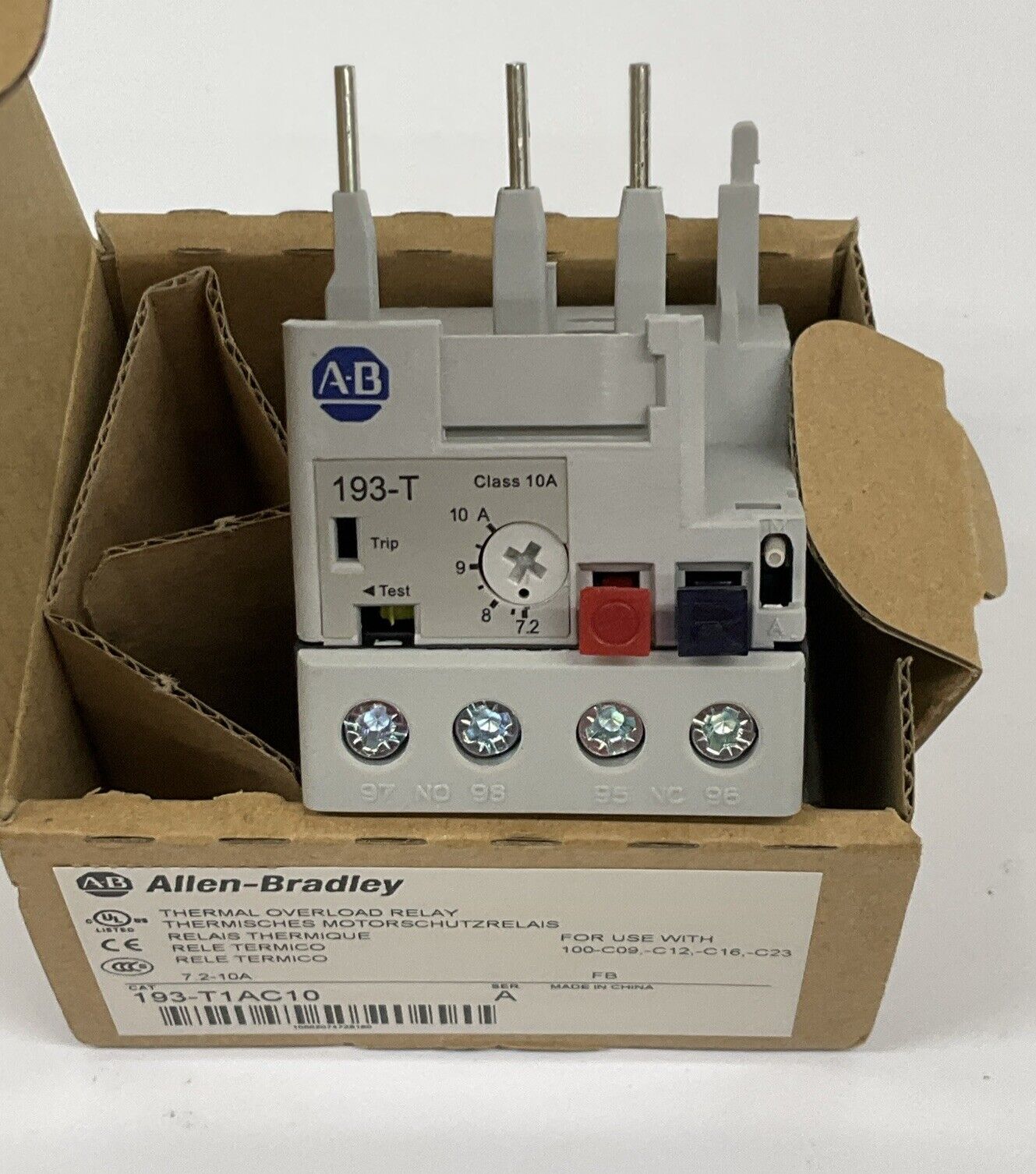 Allen Bradley 193-T1AC10 Thermal Overload Relay 7.2-10A NEW (BL276) - 0