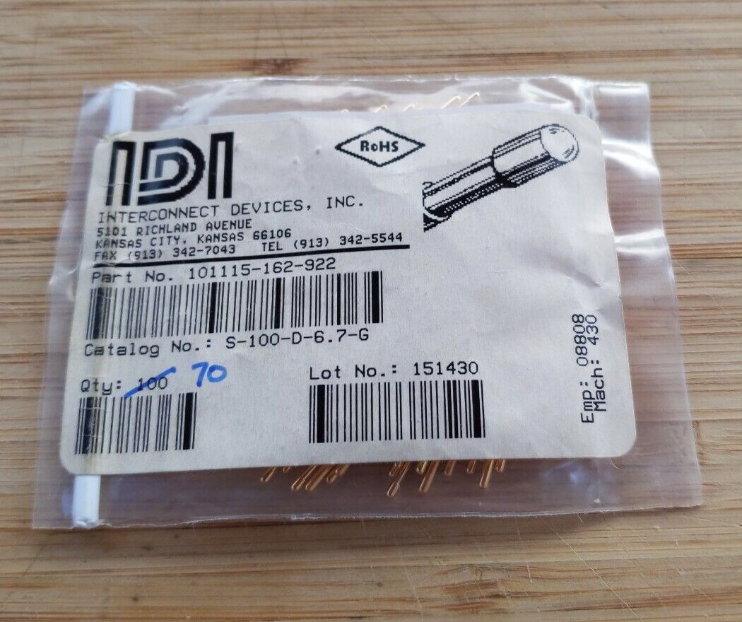 IDI INTERCONNECT CONTACT PROBES S-100-D-6 -G Lot of 70  (GR117) - 0