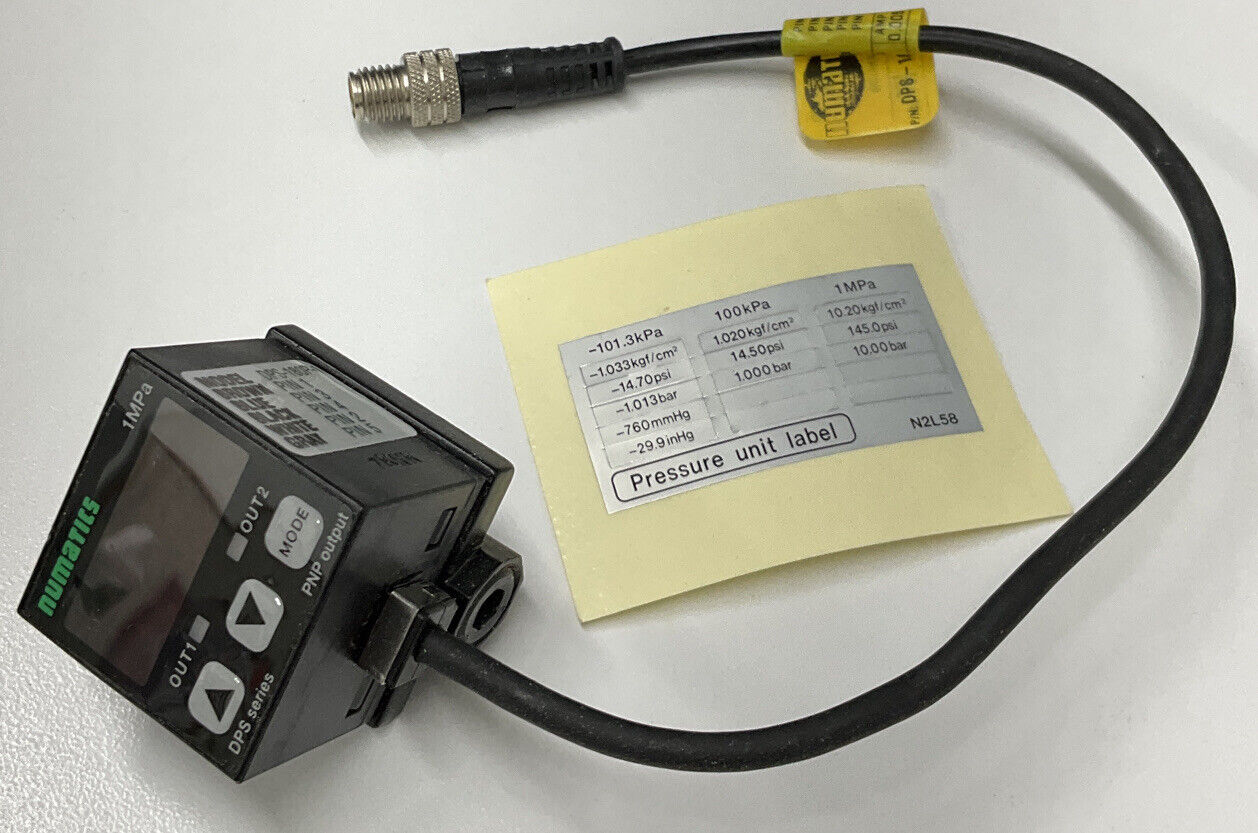 Numatics DPS-180P-1 5-Pin Digital PNP Pressure Sensor 8" Pigtail (CL253)
