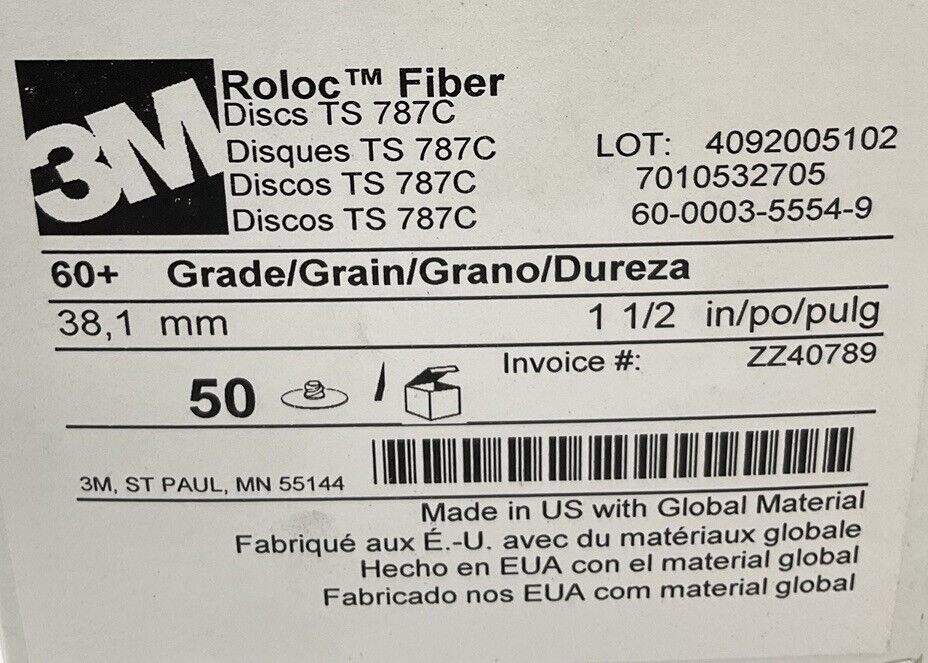 3M / 7010532795 1-1/2" Box of (50)  60+ Grit Roloc Fiber Disc (CL274)
