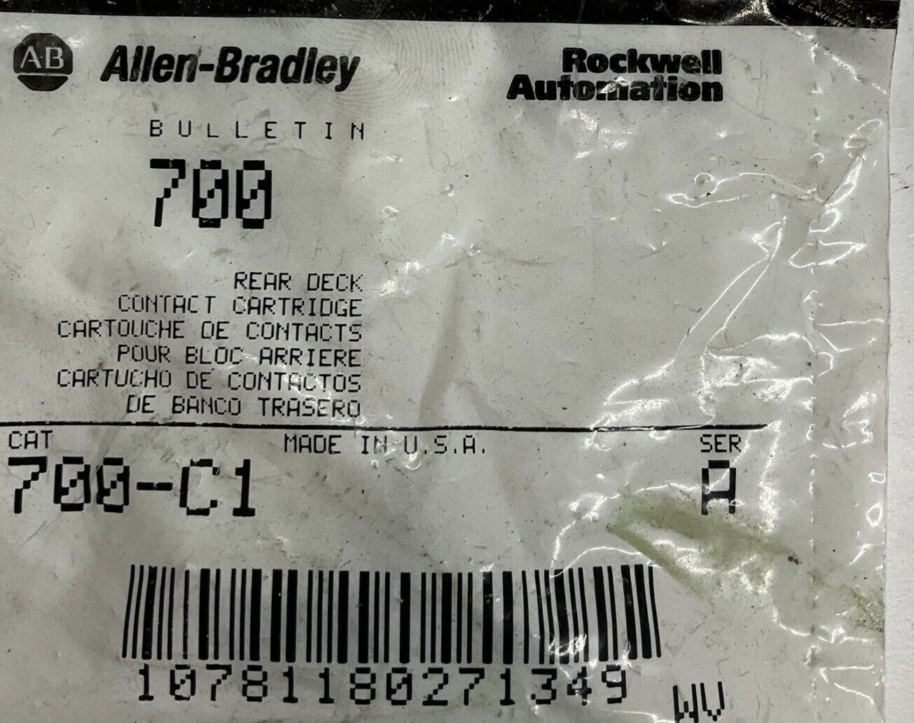 Allen Bradley 700-C1 Ser. A  Rear Deck Contact Cartridge (RE162) - 0