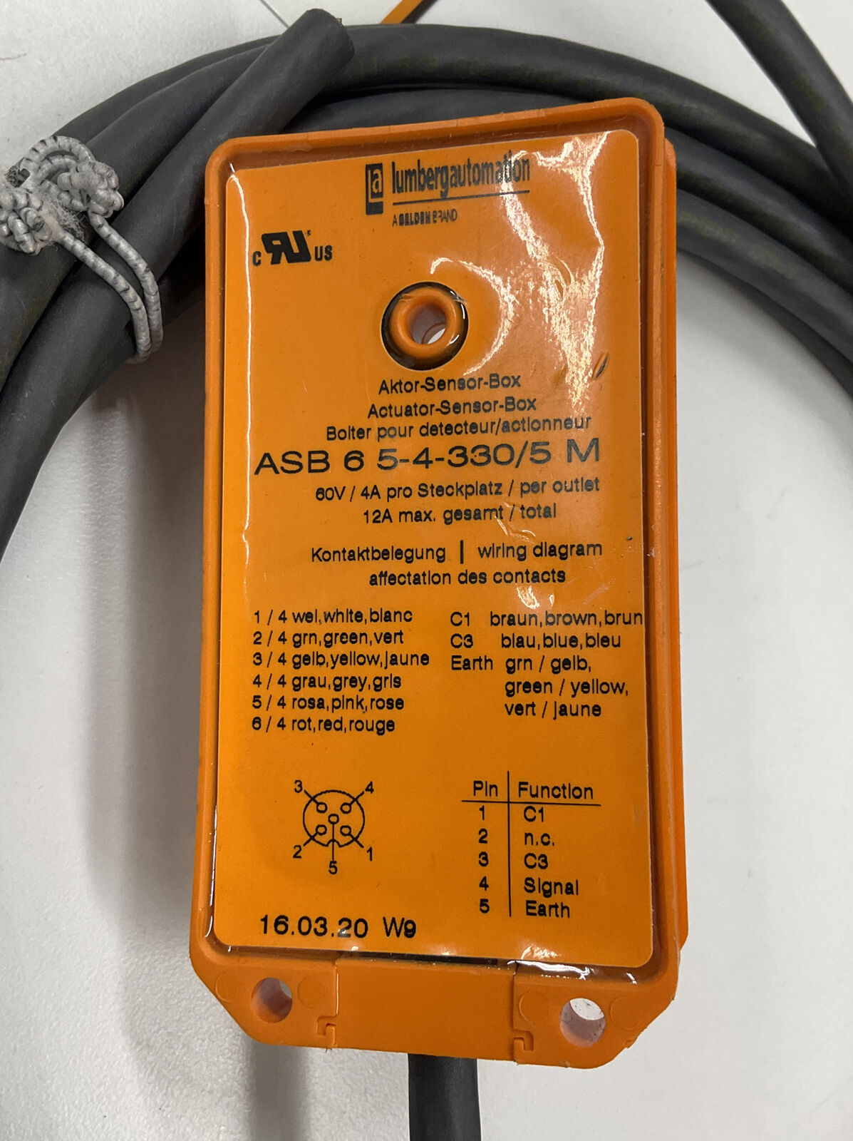 Lumberg Automation ASB 6-5-4-330/5M New 6-Port Actuator/ Sensor Box 5M (CBL146)